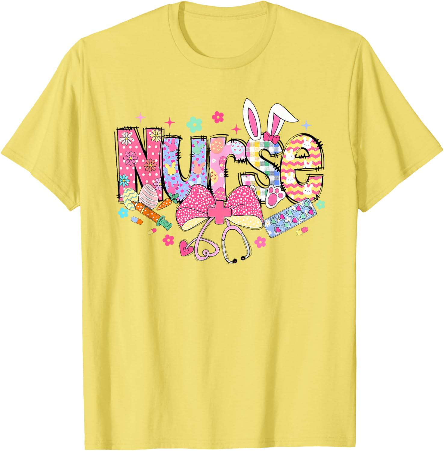 Easter Nurse Coquette Stethoscope Bow Bunny Ear School Nurse T-Shirt