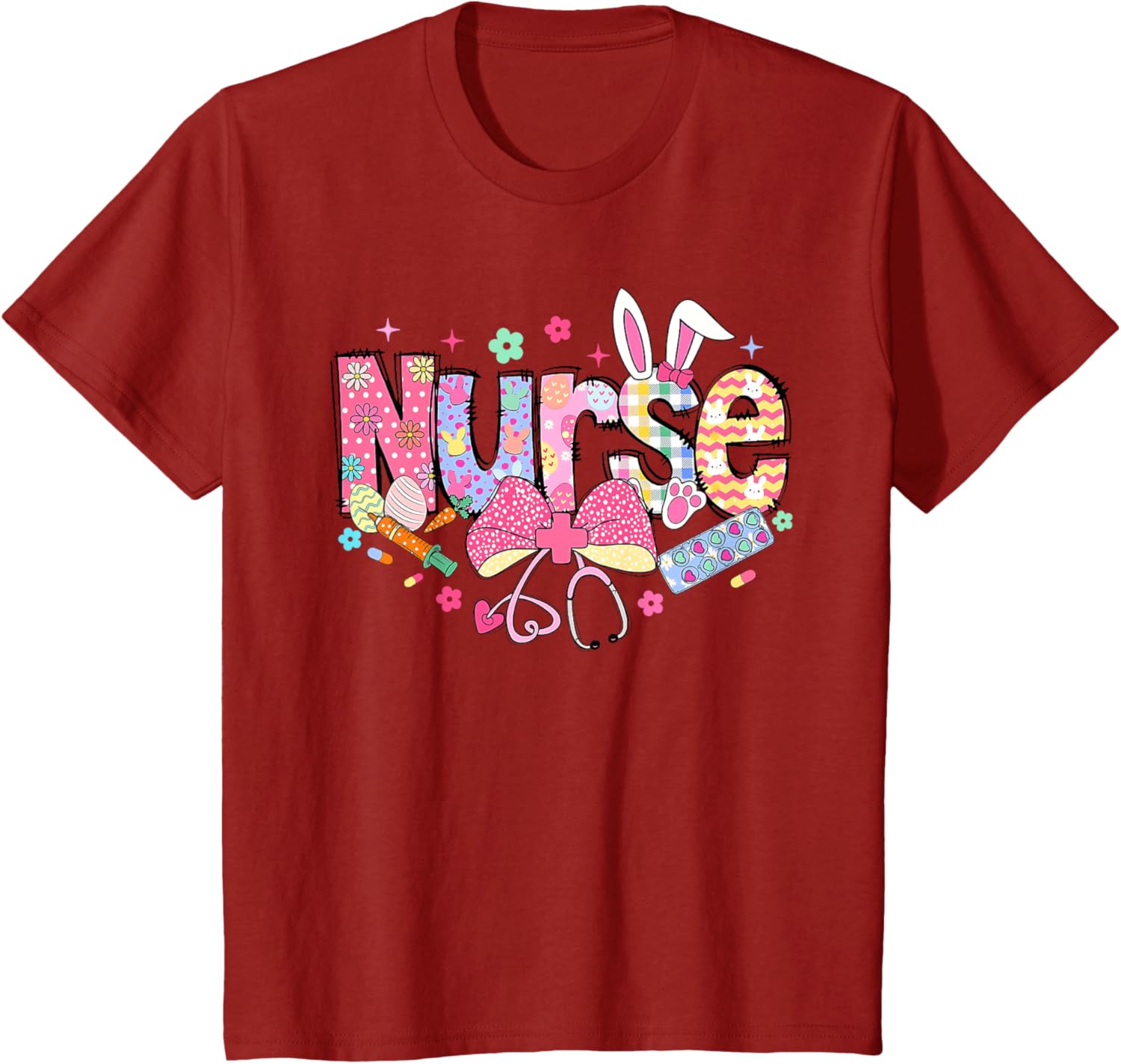 Easter Nurse Coquette Stethoscope Bow Bunny Ear School Nurse T-Shirt