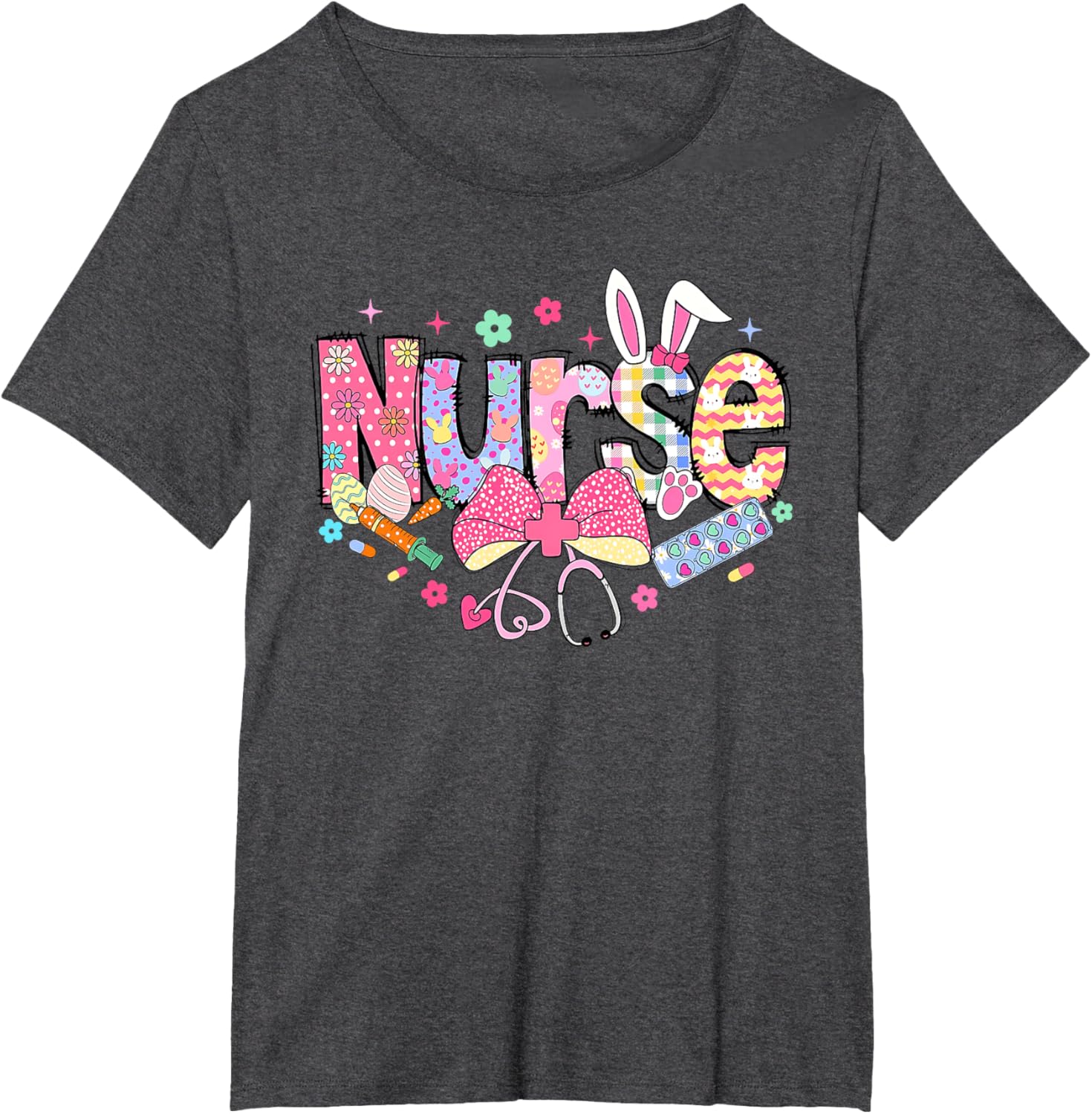 Easter Nurse Coquette Stethoscope Bow Bunny Ear School Nurse T-Shirt