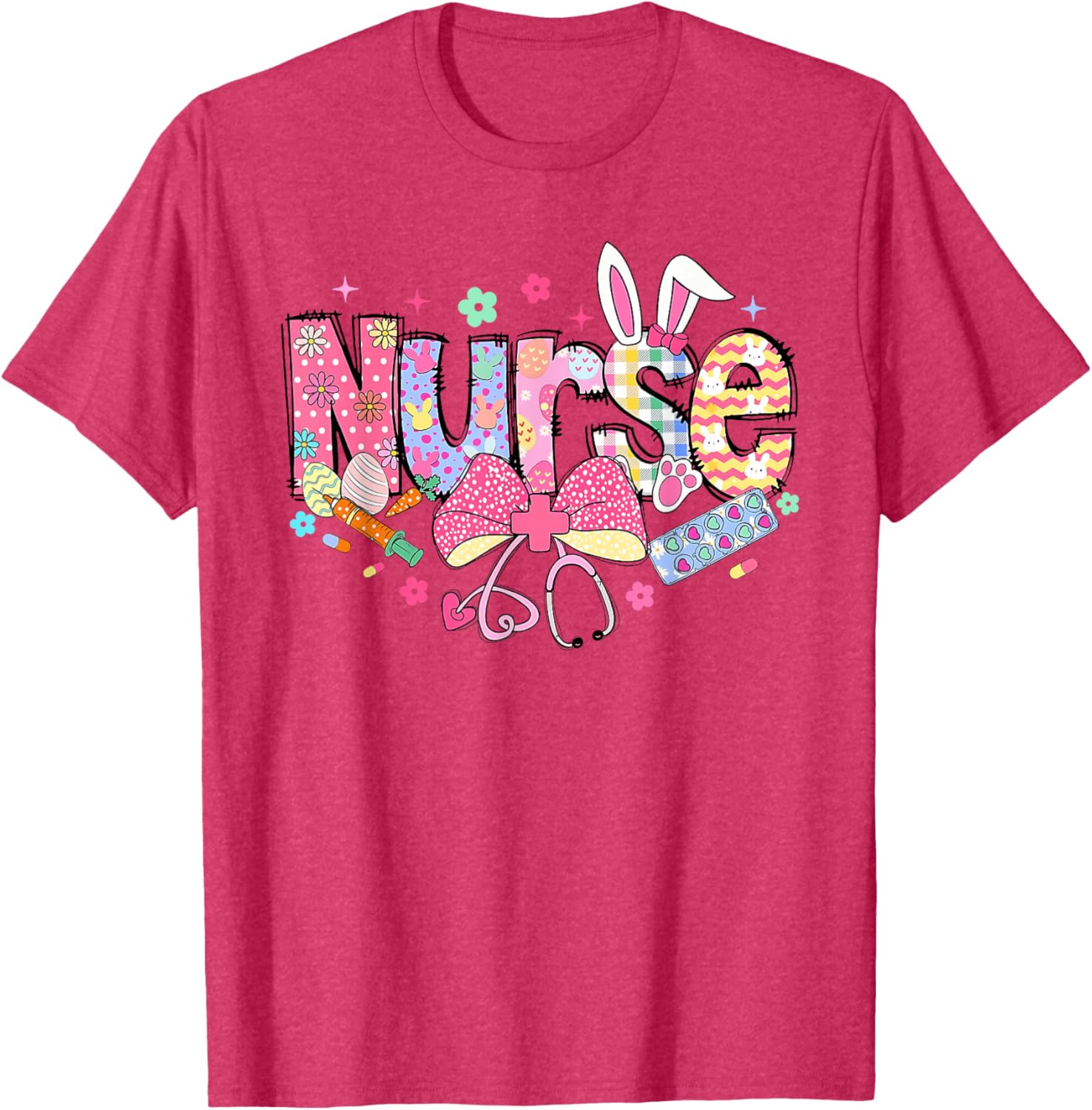 Easter Nurse Coquette Stethoscope Bow Bunny Ear School Nurse T-Shirt