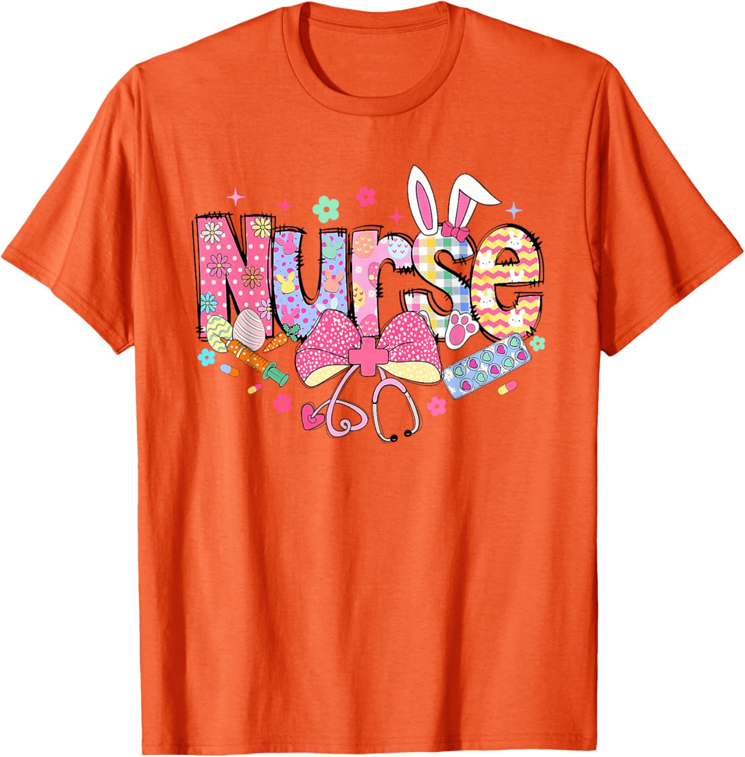 Easter Nurse Coquette Stethoscope Bow Bunny Ear School Nurse T-Shirt