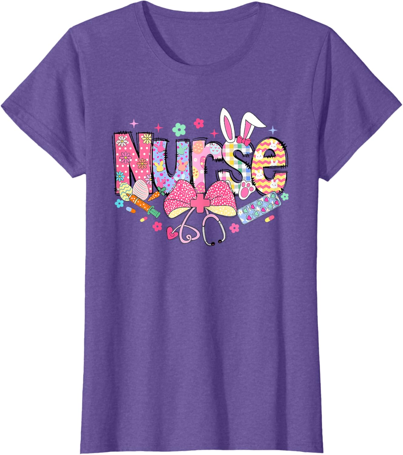 Easter Nurse Coquette Stethoscope Bow Bunny Ear School Nurse T-Shirt