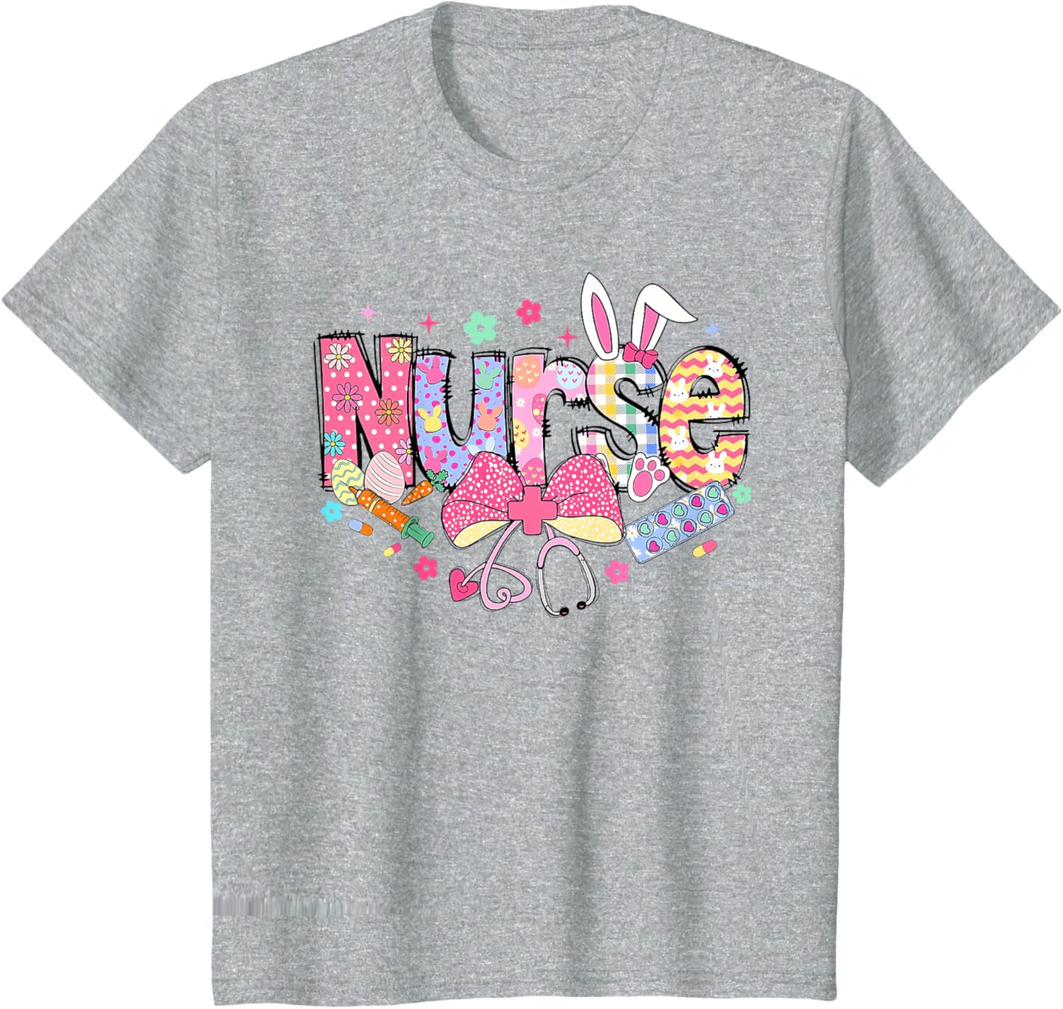 Easter Nurse Coquette Stethoscope Bow Bunny Ear School Nurse T-Shirt