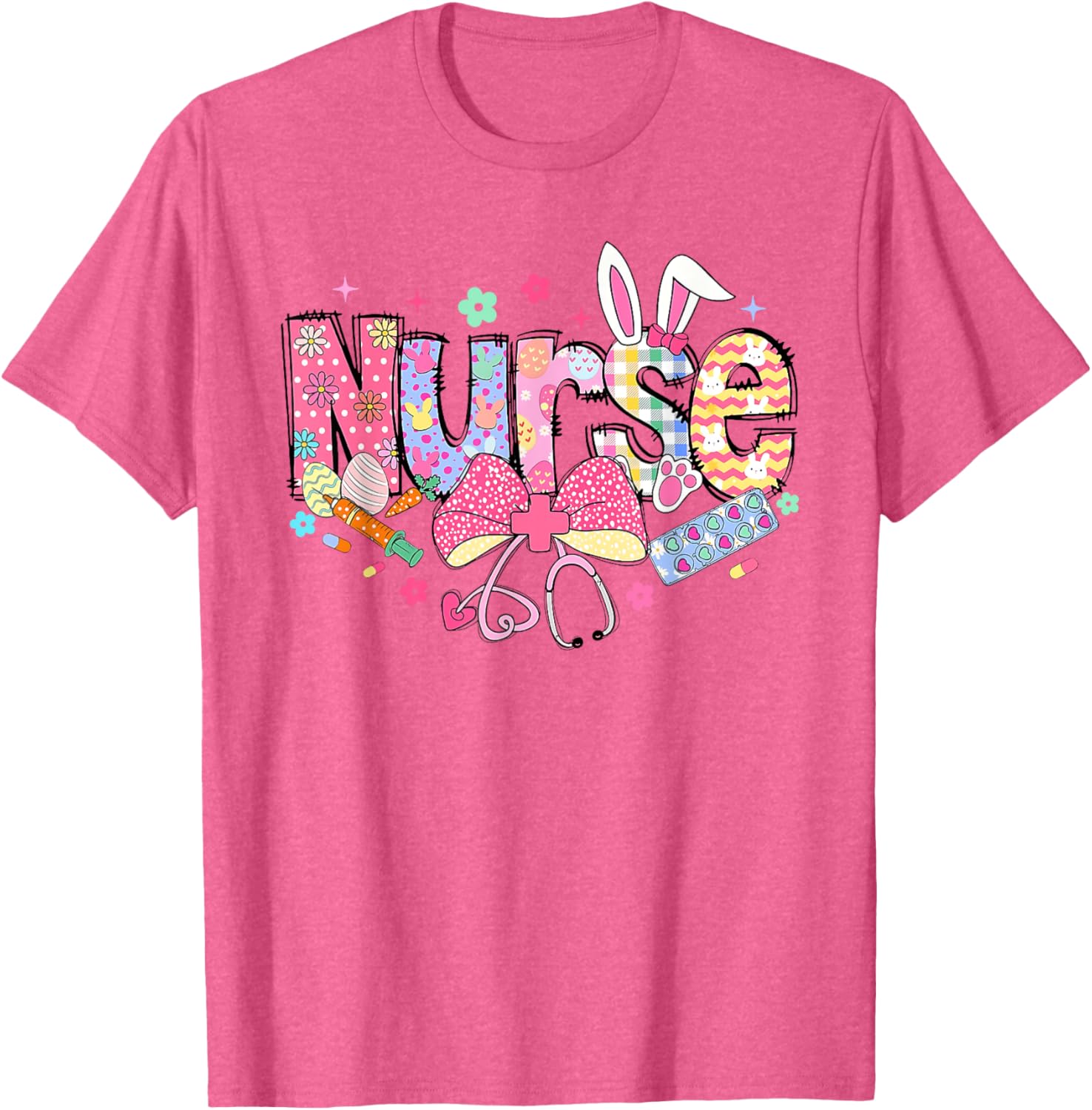 Easter Nurse Coquette Stethoscope Bow Bunny Ear School Nurse T-Shirt