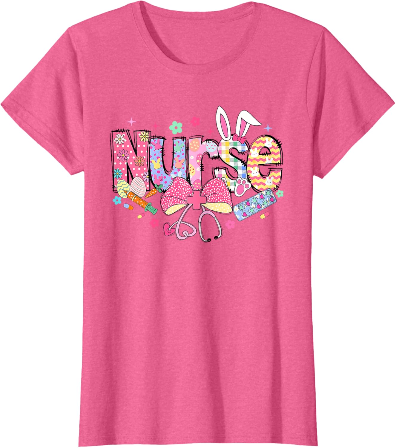 Easter Nurse Coquette Stethoscope Bow Bunny Ear School Nurse T-Shirt