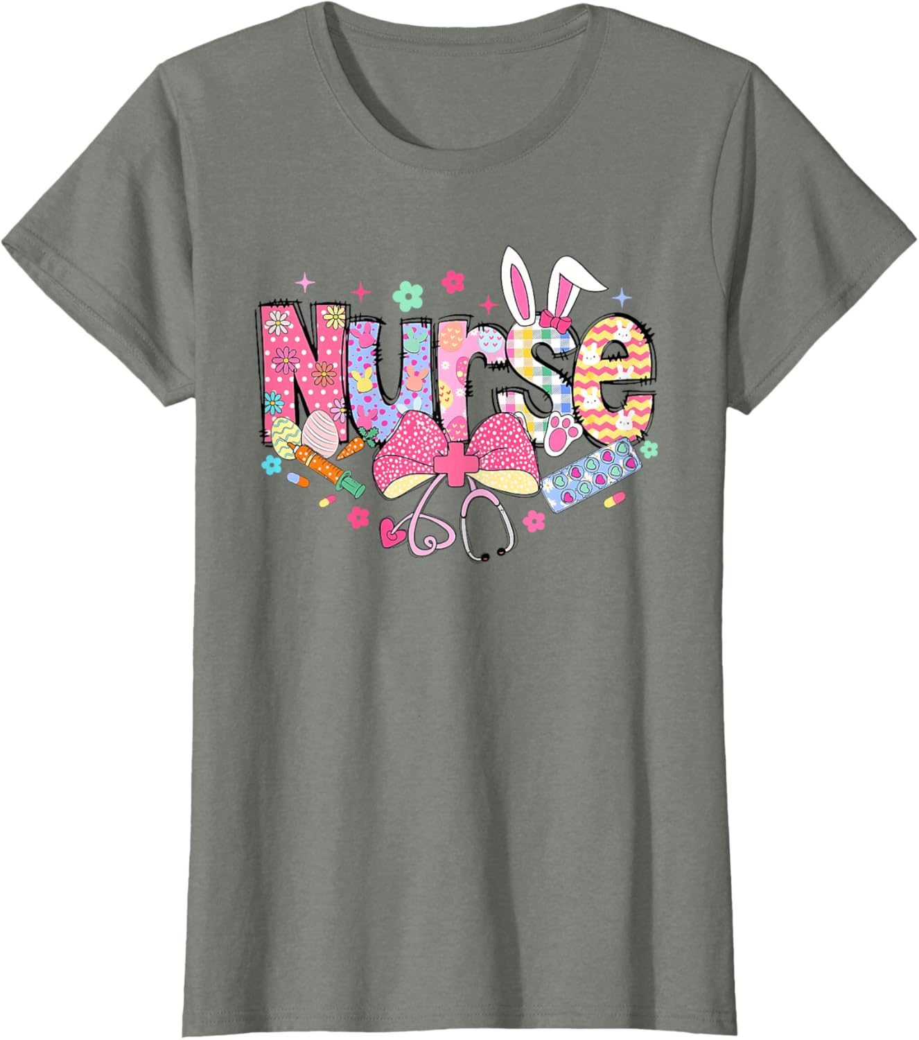 Easter Nurse Coquette Stethoscope Bow Bunny Ear School Nurse T-Shirt