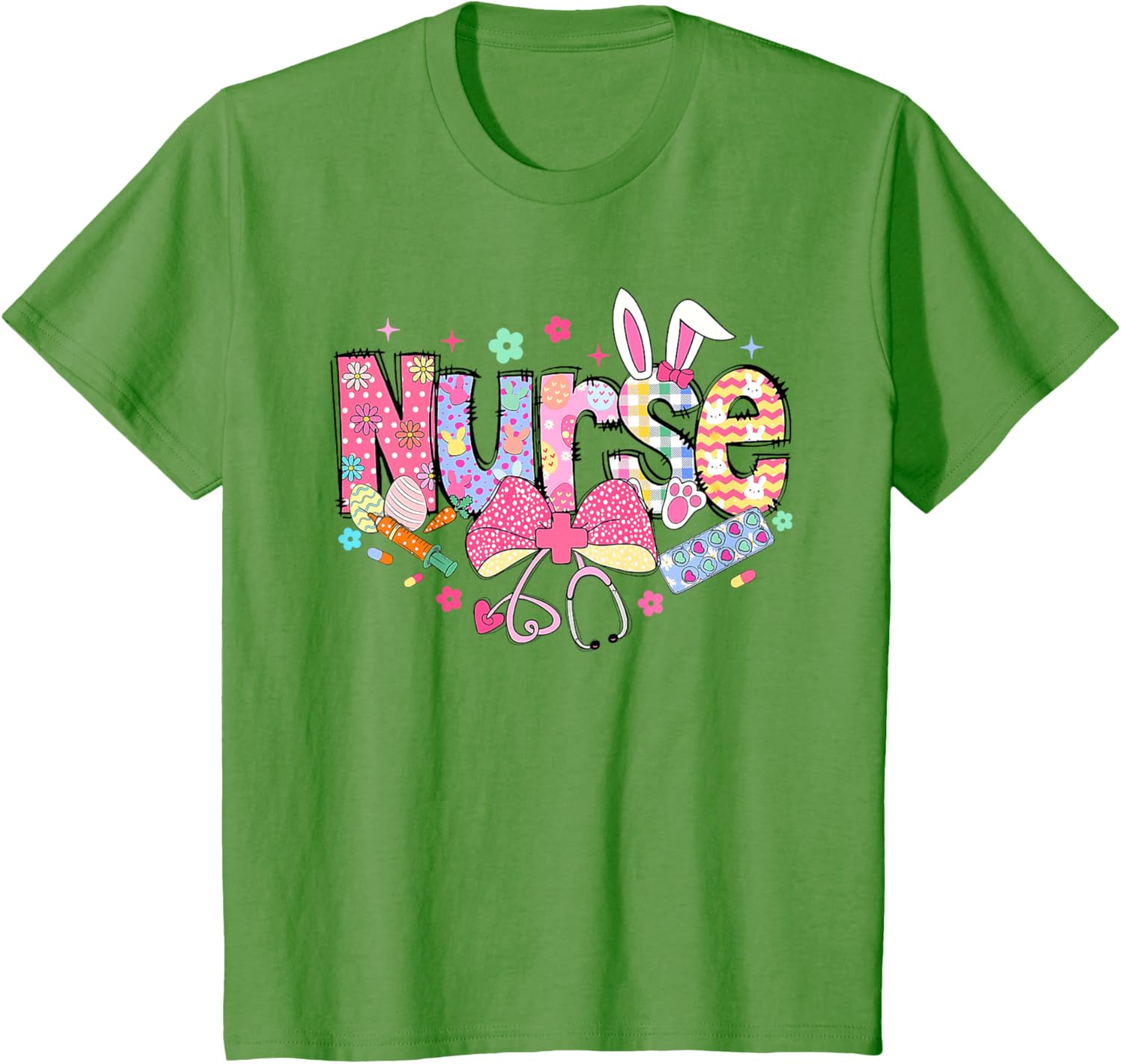 Easter Nurse Coquette Stethoscope Bow Bunny Ear School Nurse T-Shirt