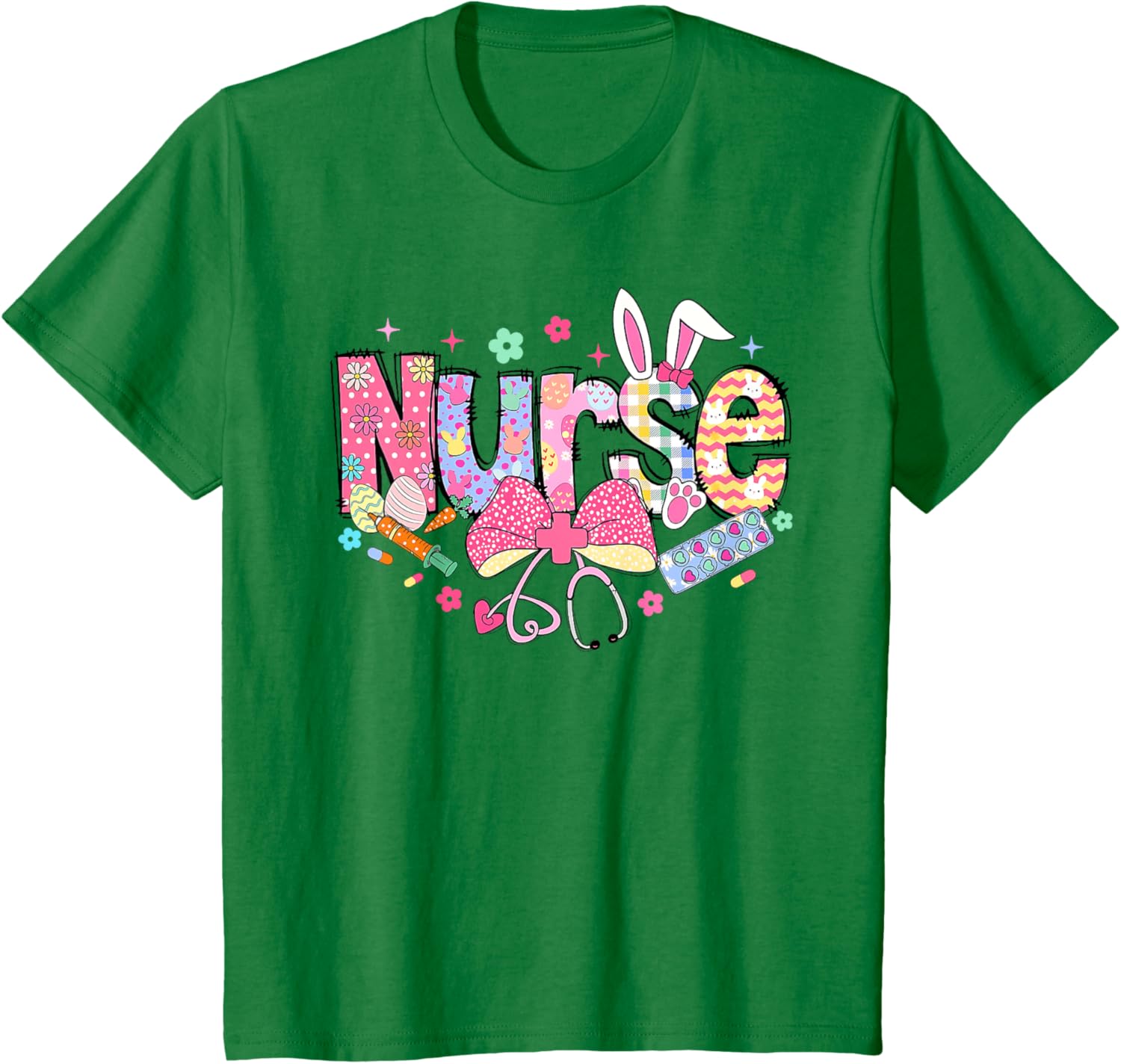 Easter Nurse Coquette Stethoscope Bow Bunny Ear School Nurse T-Shirt