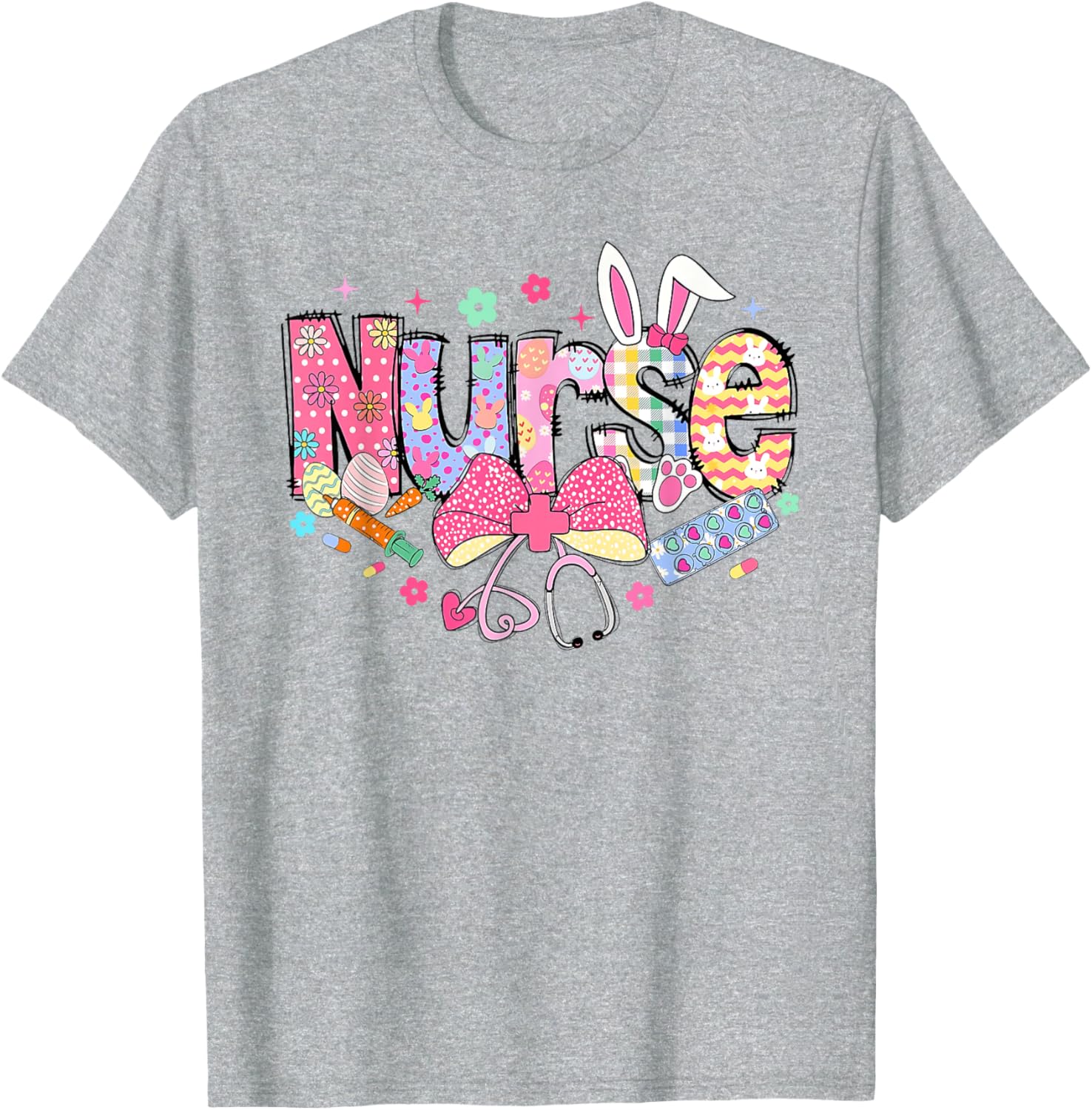 Easter Nurse Coquette Stethoscope Bow Bunny Ear School Nurse T-Shirt