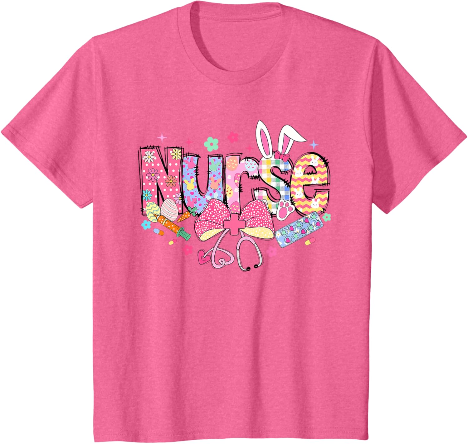 Easter Nurse Coquette Stethoscope Bow Bunny Ear School Nurse T-Shirt