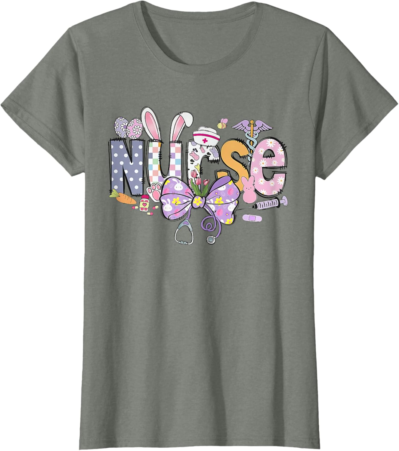 Easter Nurse Coquette Stethoscope Bow Bunny Ear School Nurse T-Shirt