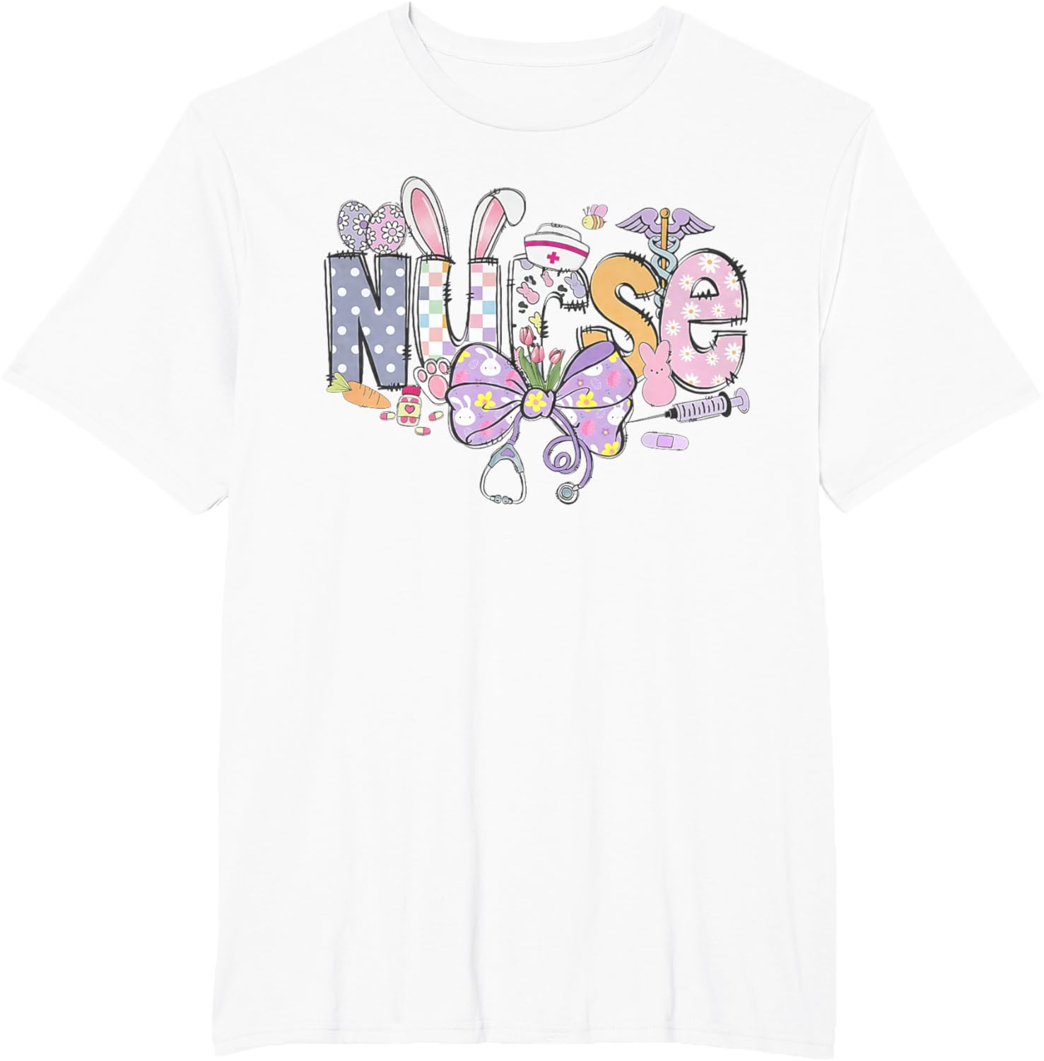 Easter Nurse Coquette Stethoscope Bow Bunny Ear School Nurse T-Shirt