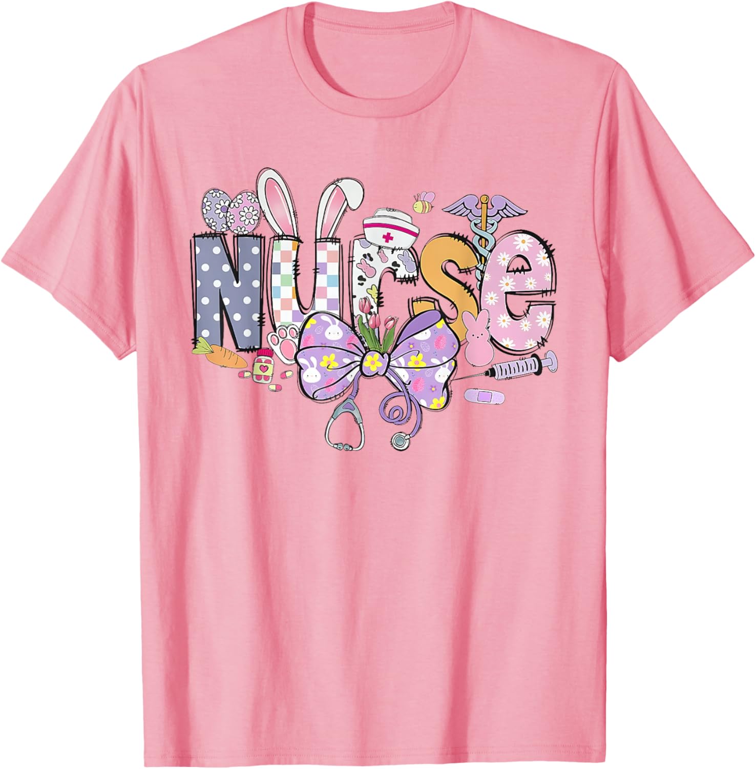 Easter Nurse Coquette Stethoscope Bow Bunny Ear School Nurse T-Shirt