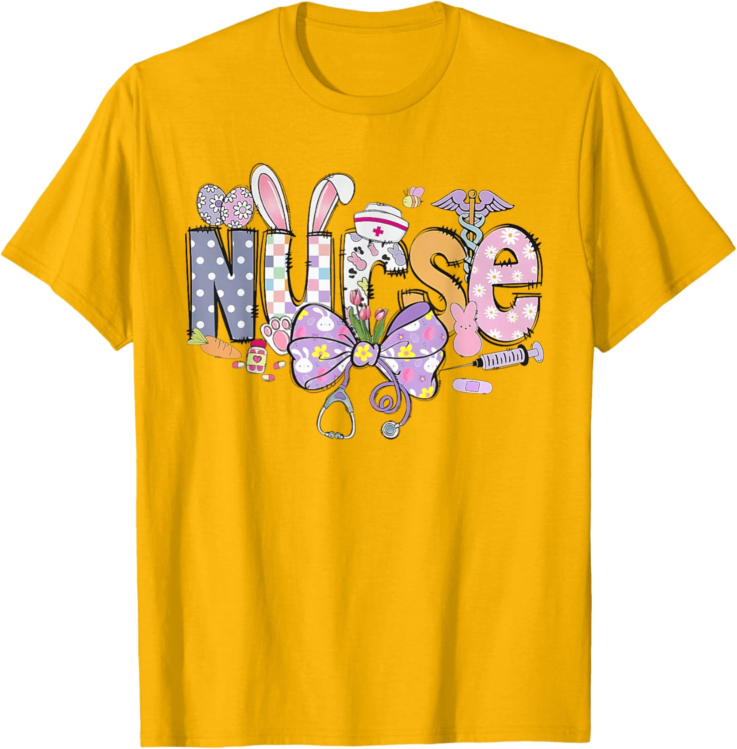 Easter Nurse Coquette Stethoscope Bow Bunny Ear School Nurse T-Shirt