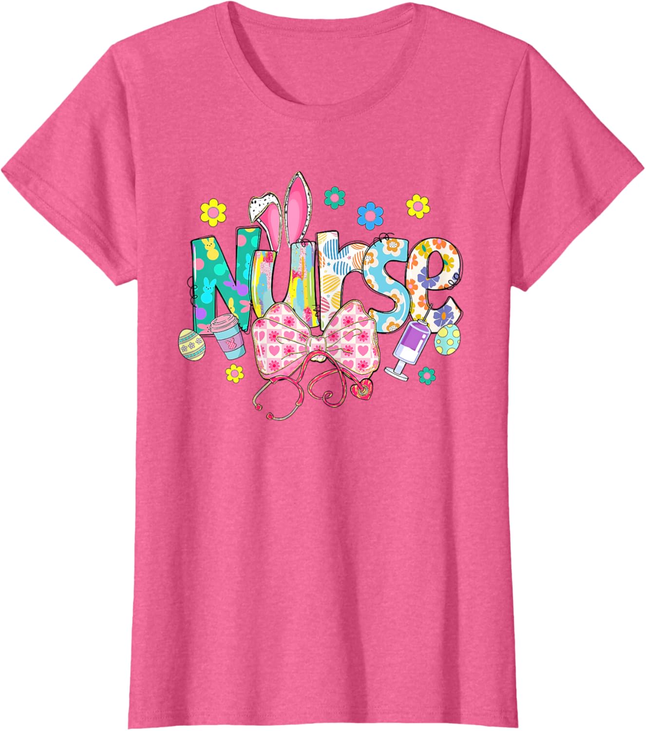 Easter Nurse Coquette Stethoscope Bow Bunny Ear School Nurse T-Shirt