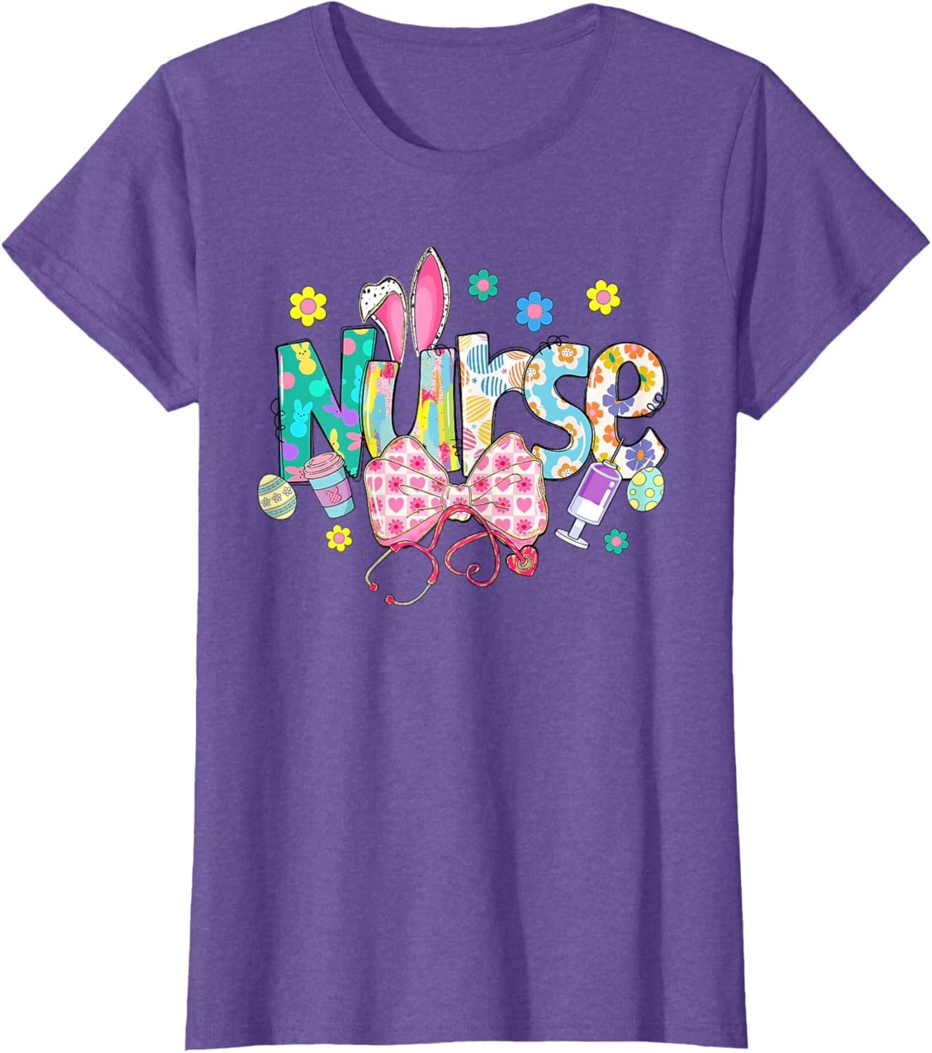 Easter Nurse Coquette Stethoscope Bow Bunny Ear School Nurse T-Shirt