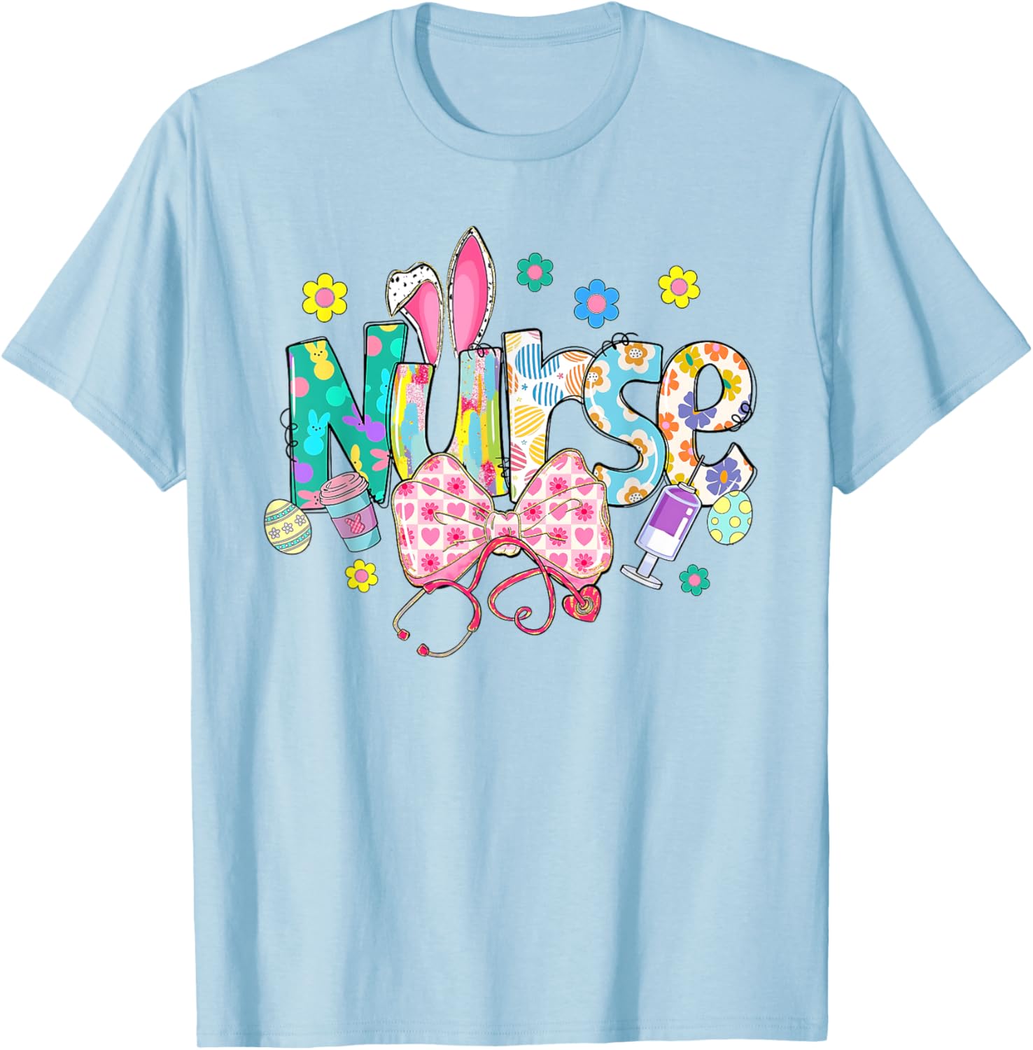 Easter Nurse Coquette Stethoscope Bow Bunny Ear School Nurse T-Shirt