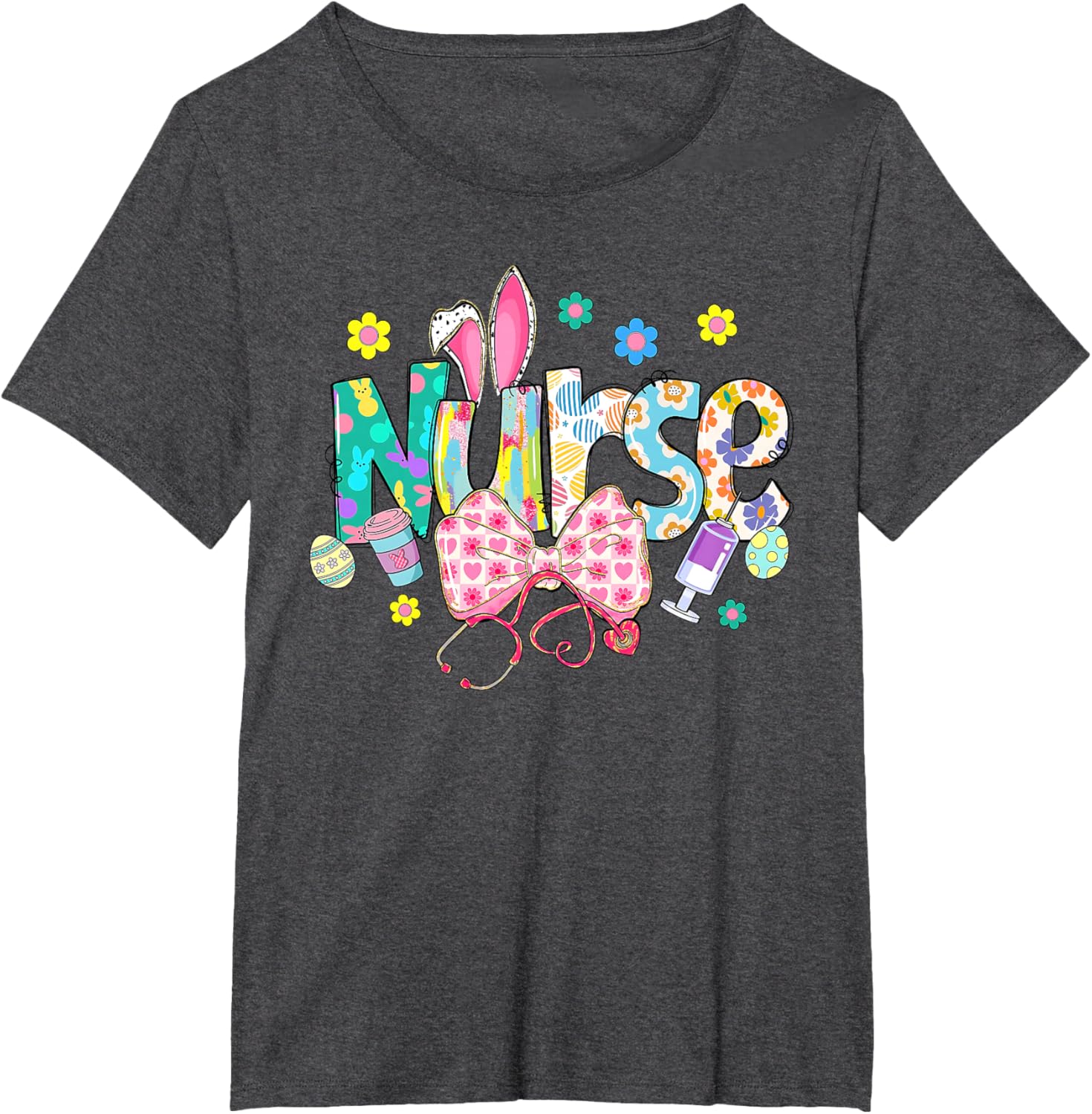 Easter Nurse Coquette Stethoscope Bow Bunny Ear School Nurse T-Shirt