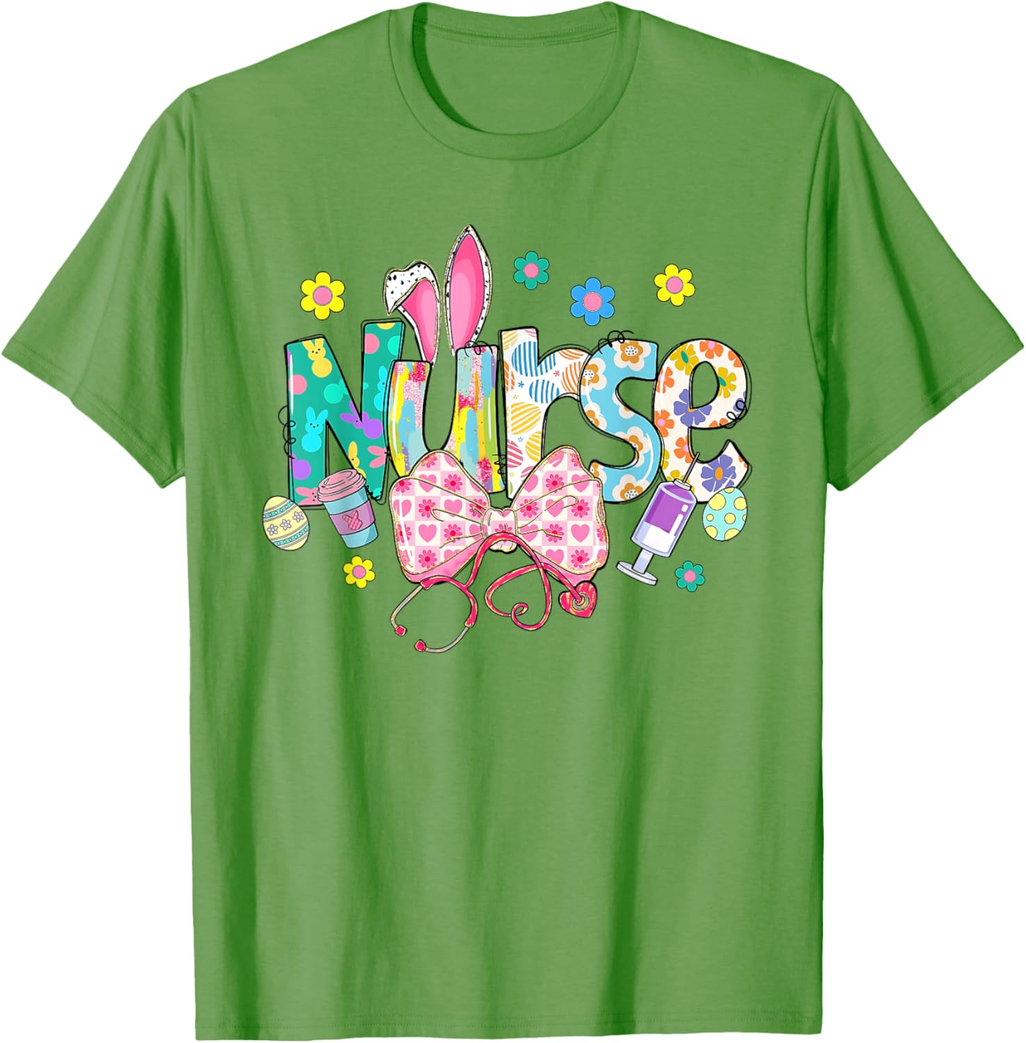 Easter Nurse Coquette Stethoscope Bow Bunny Ear School Nurse T-Shirt