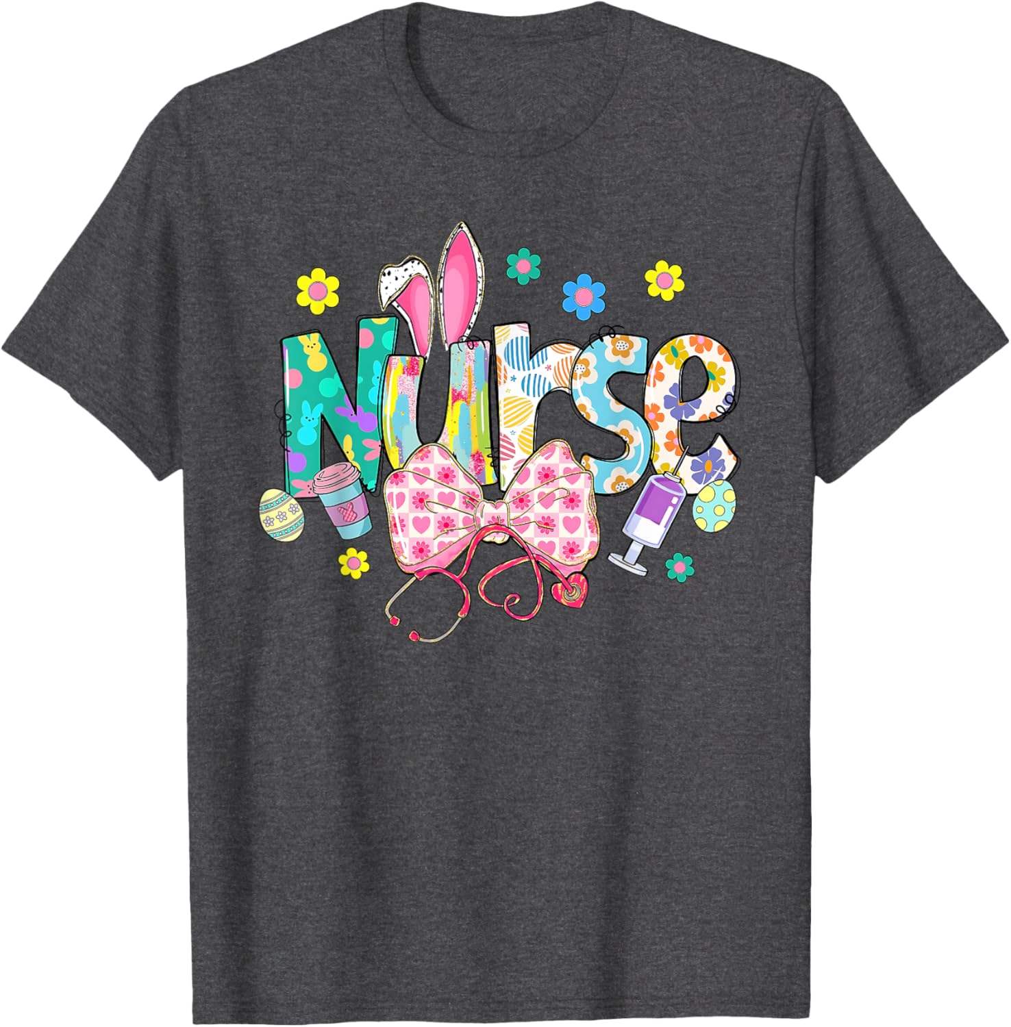 Easter Nurse Coquette Stethoscope Bow Bunny Ear School Nurse T-Shirt