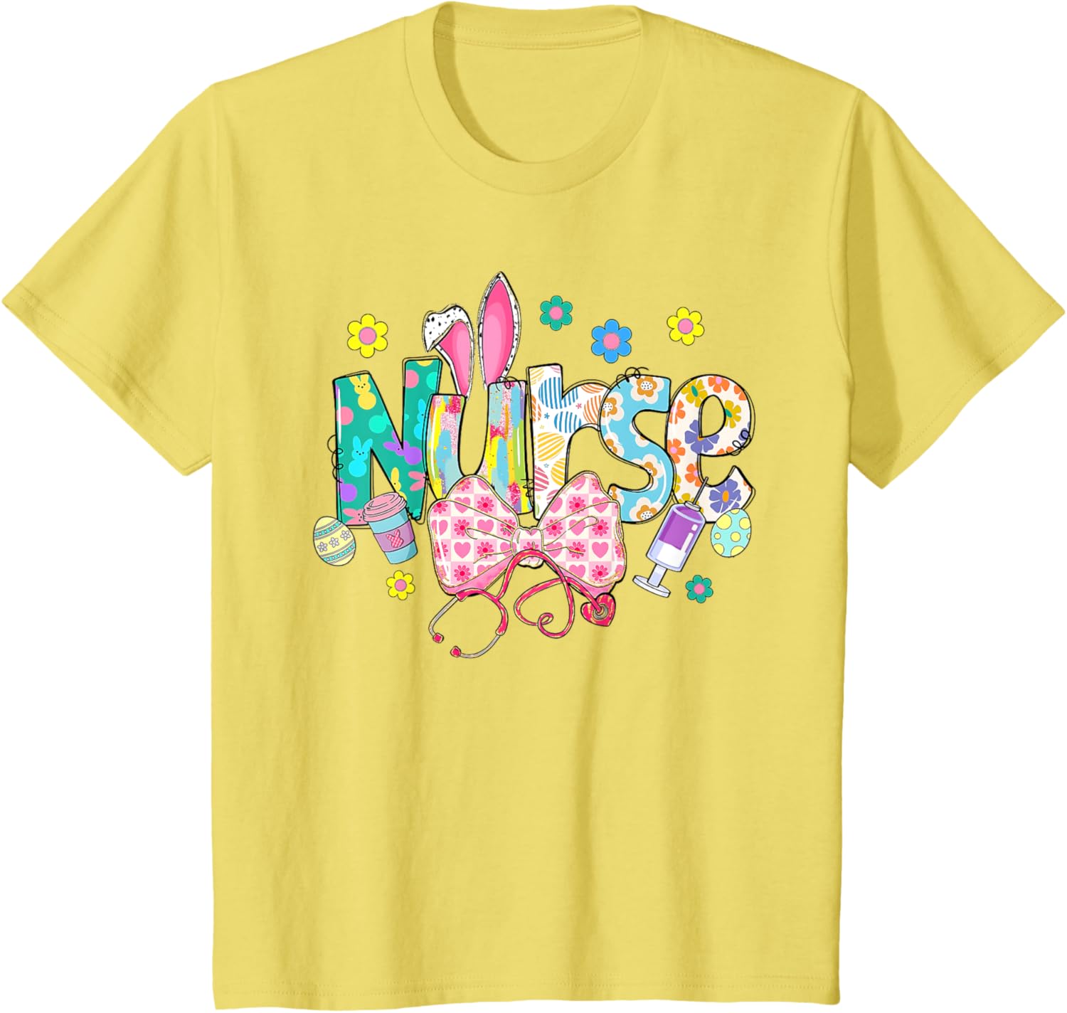 Easter Nurse Coquette Stethoscope Bow Bunny Ear School Nurse T-Shirt