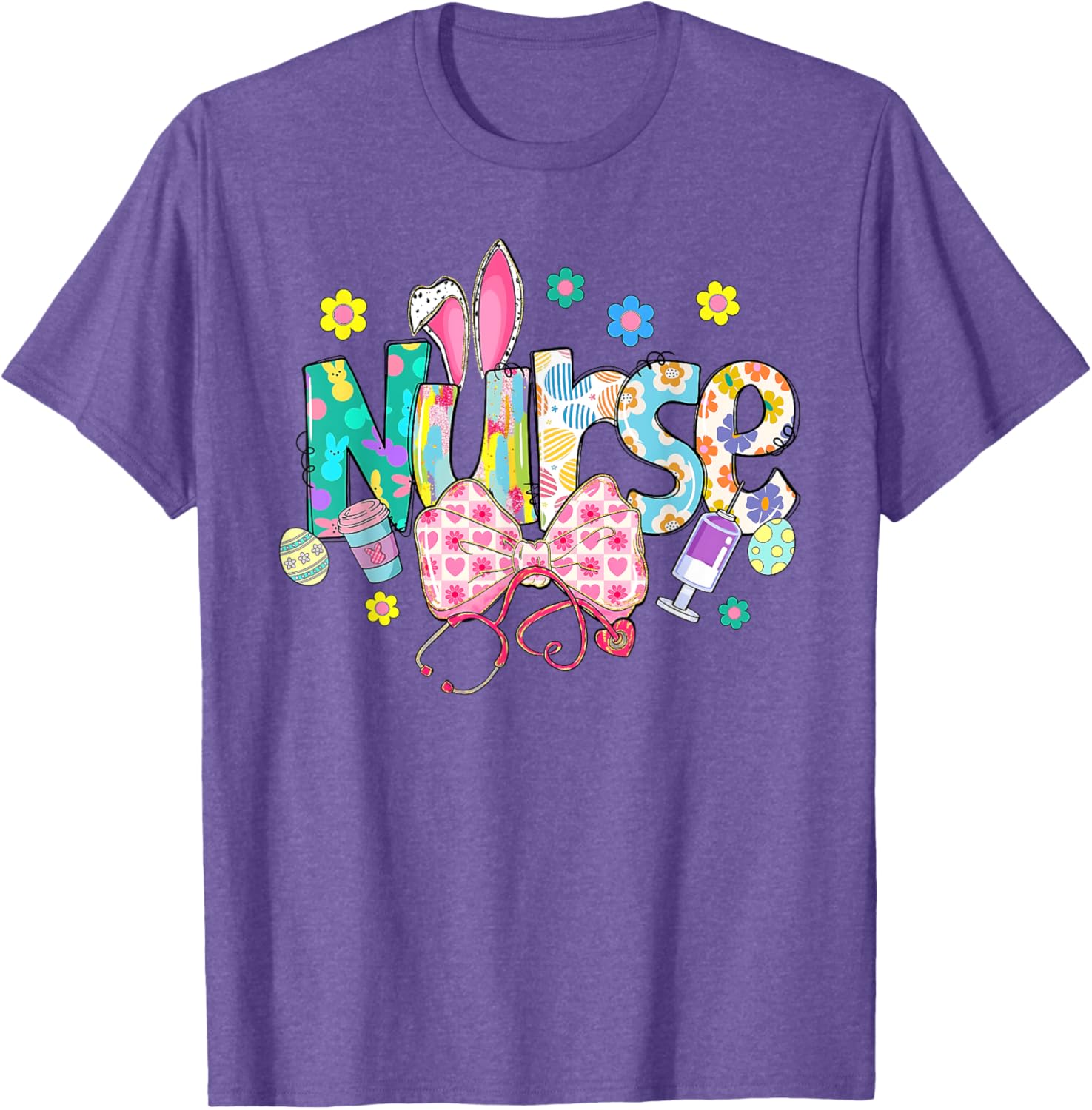 Easter Nurse Coquette Stethoscope Bow Bunny Ear School Nurse T-Shirt