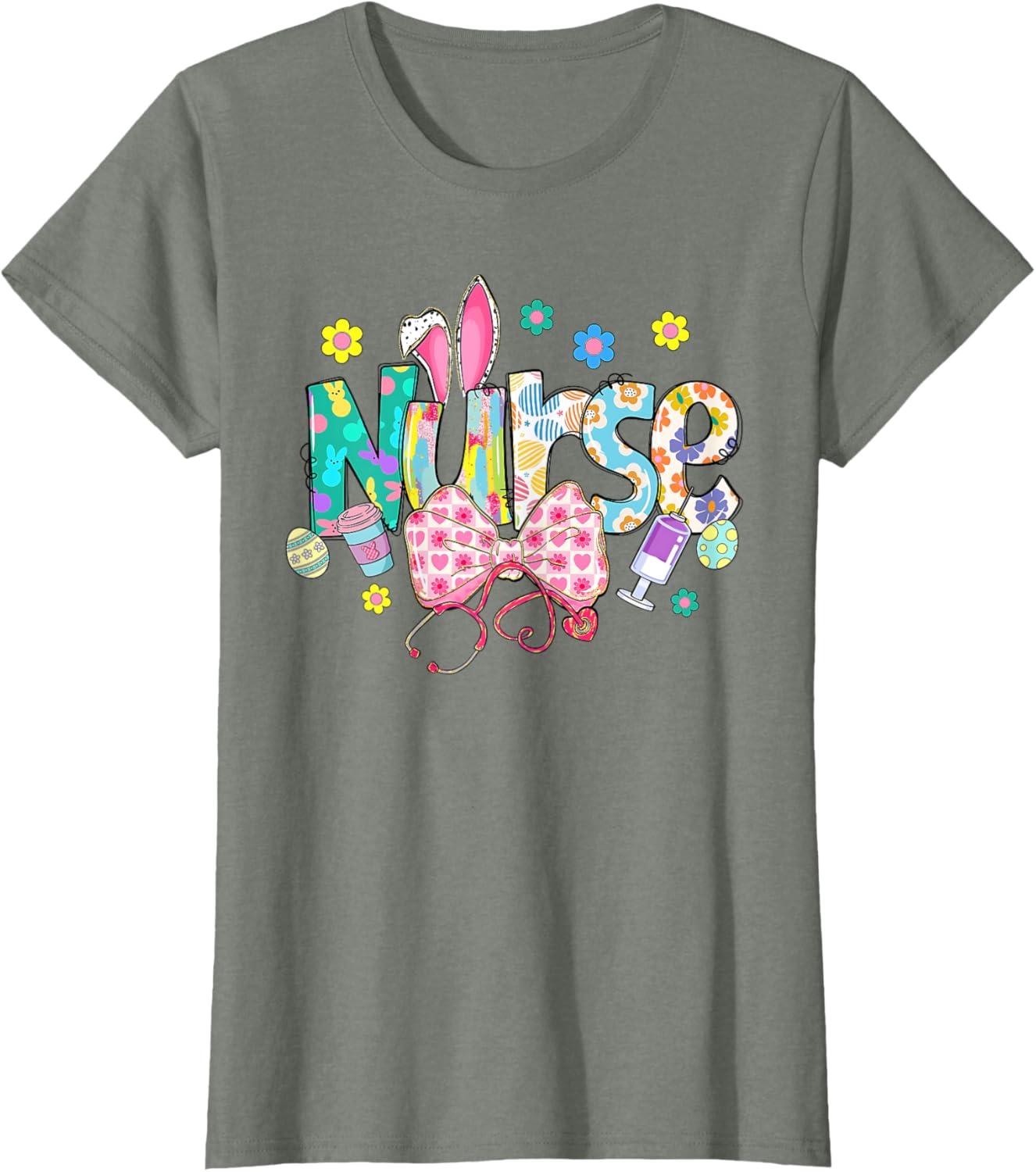 Easter Nurse Coquette Stethoscope Bow Bunny Ear School Nurse T-Shirt