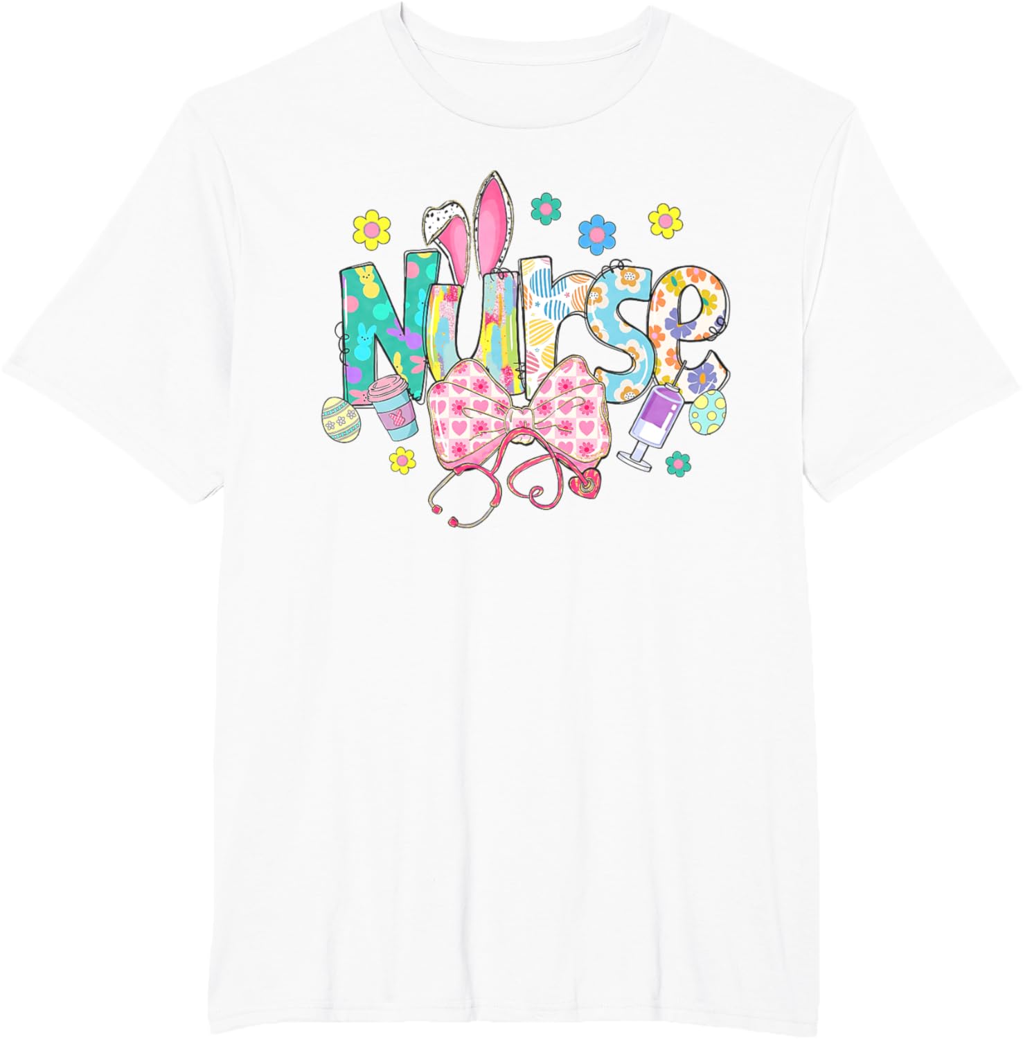 Easter Nurse Coquette Stethoscope Bow Bunny Ear School Nurse T-Shirt