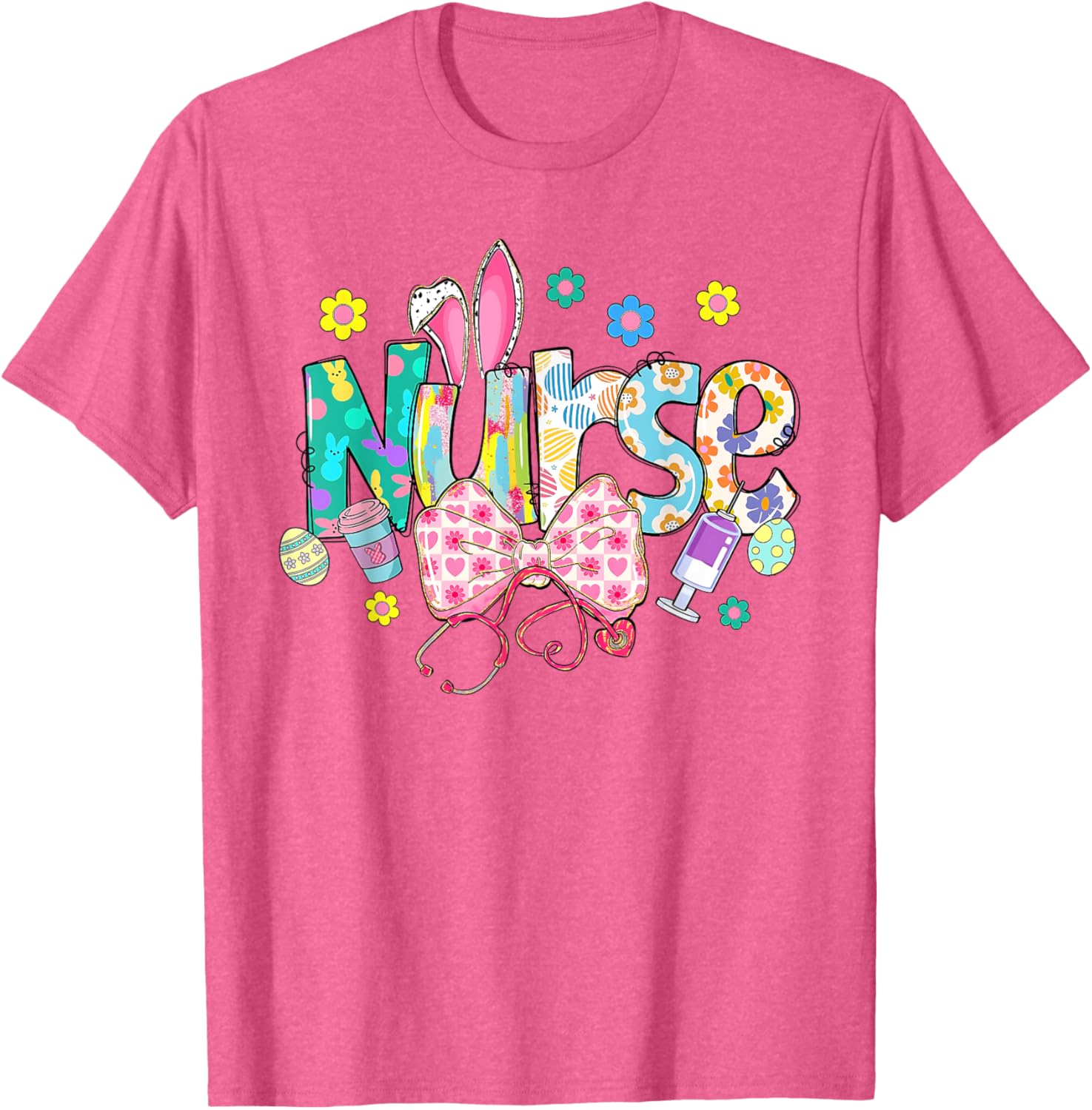 Easter Nurse Coquette Stethoscope Bow Bunny Ear School Nurse T-Shirt