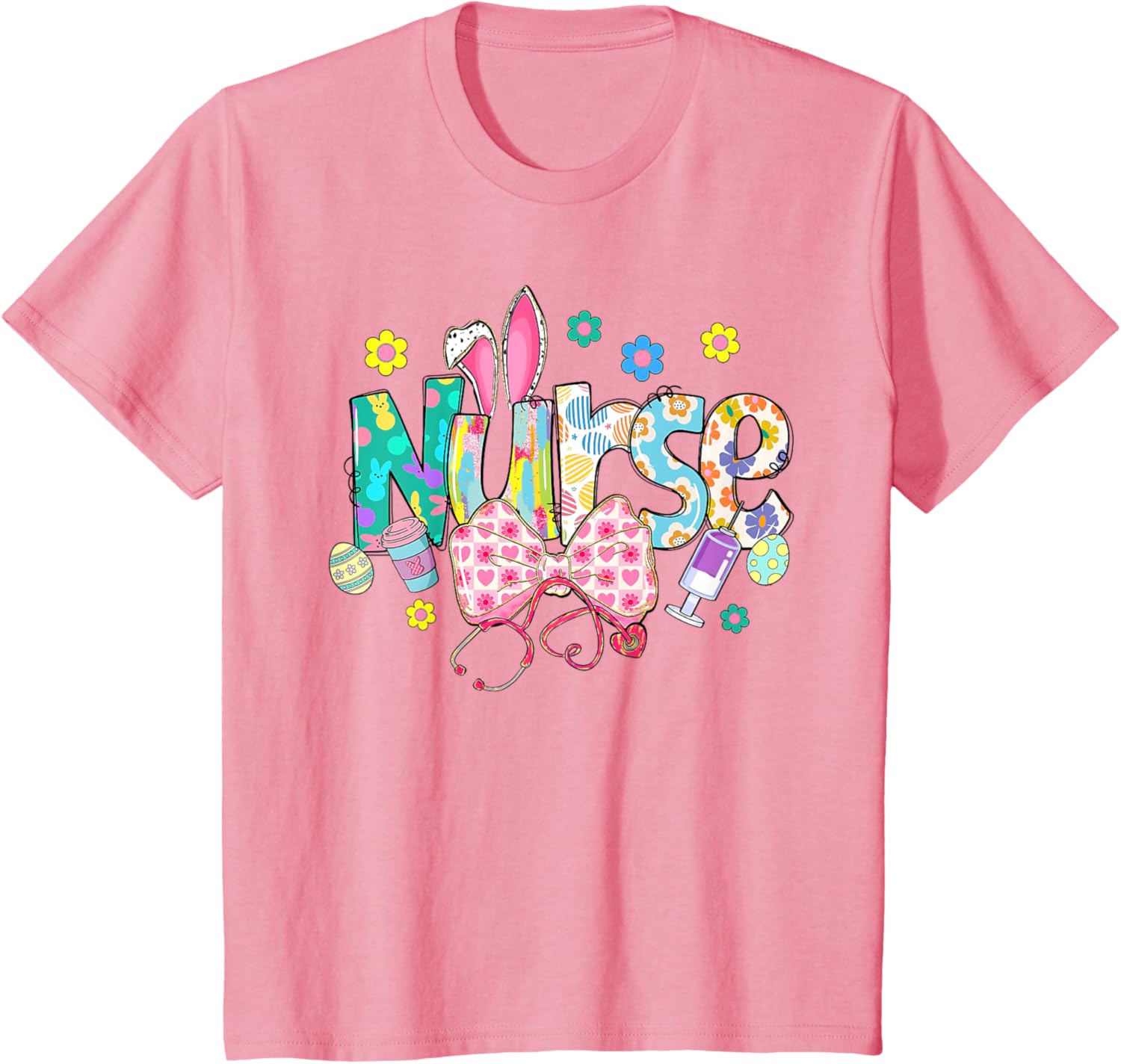 Easter Nurse Coquette Stethoscope Bow Bunny Ear School Nurse T-Shirt