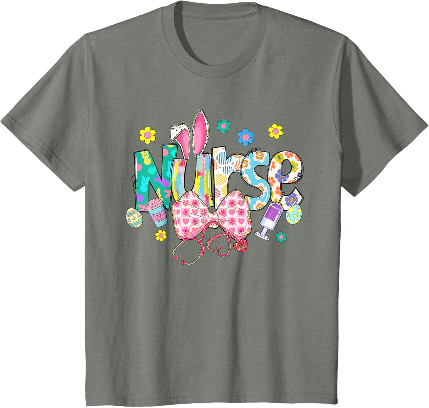 Easter Nurse Coquette Stethoscope Bow Bunny Ear School Nurse T-Shirt