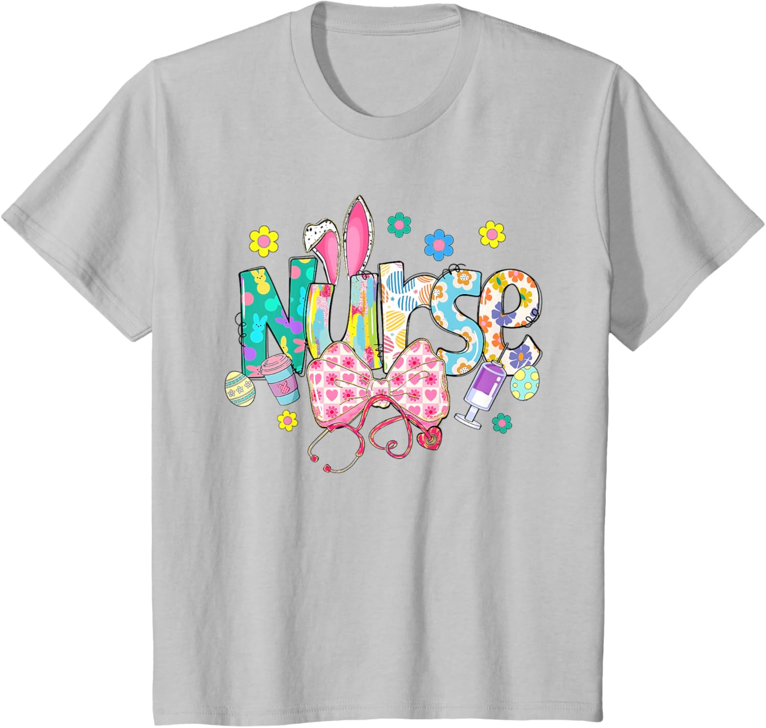 Easter Nurse Coquette Stethoscope Bow Bunny Ear School Nurse T-Shirt