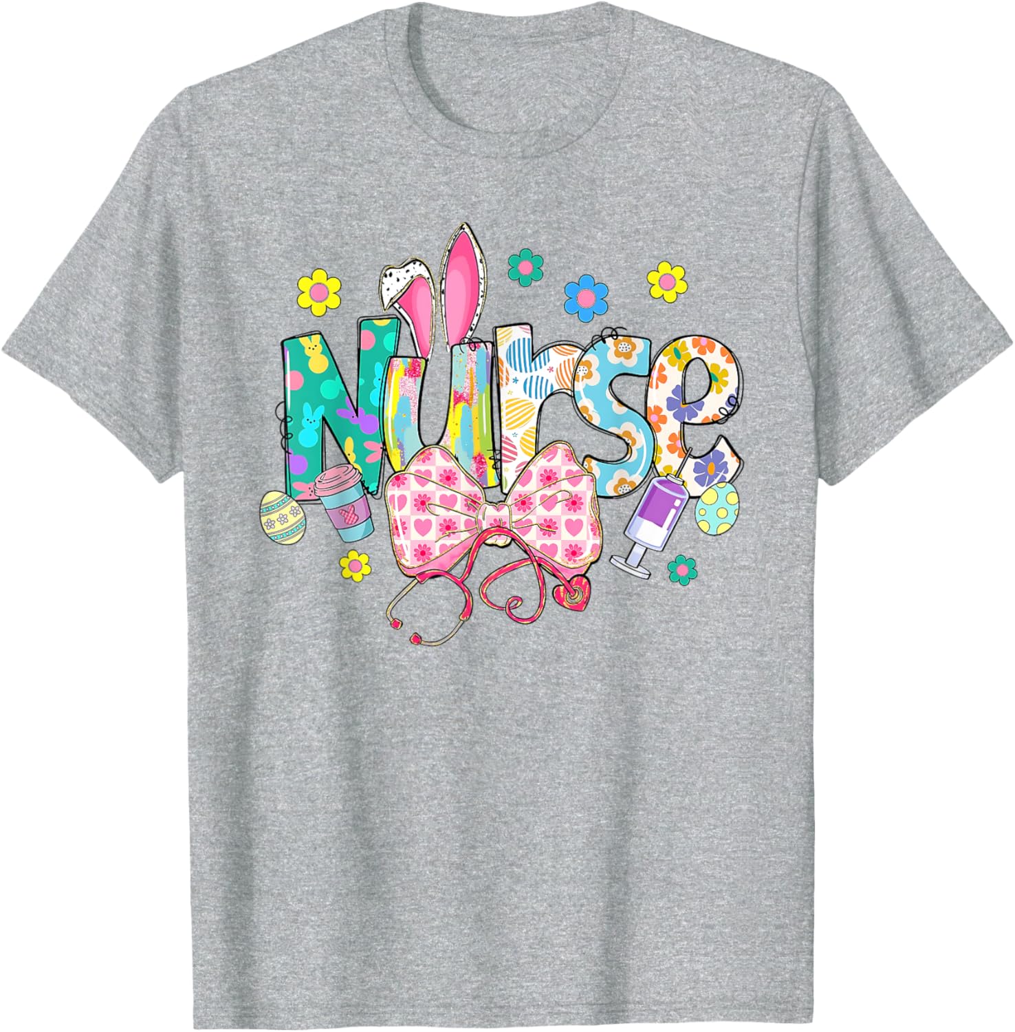 Easter Nurse Coquette Stethoscope Bow Bunny Ear School Nurse T-Shirt