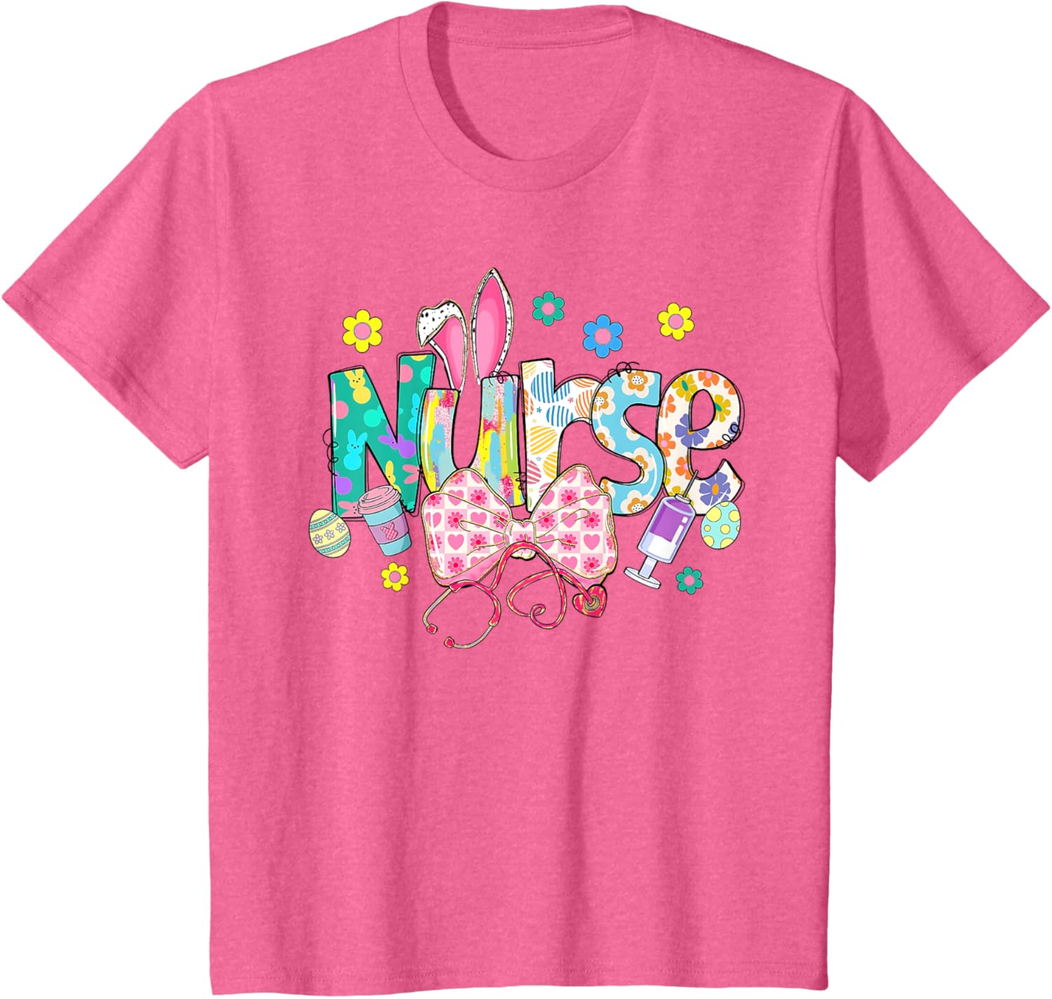 Easter Nurse Coquette Stethoscope Bow Bunny Ear School Nurse T-Shirt