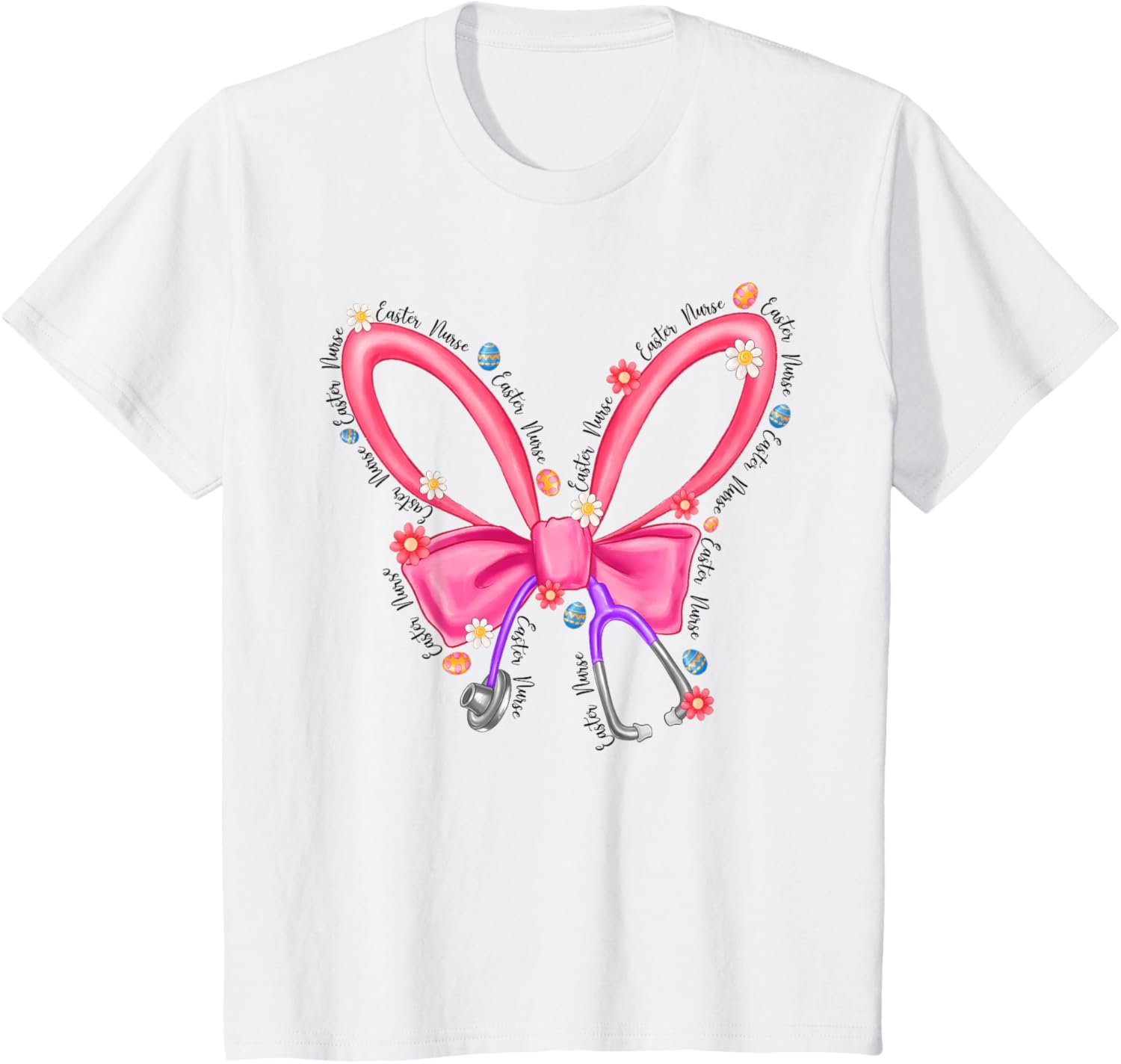 Easter Nurse Coquette Stethoscope Bow Bunny Ear School Nurse T-Shirt