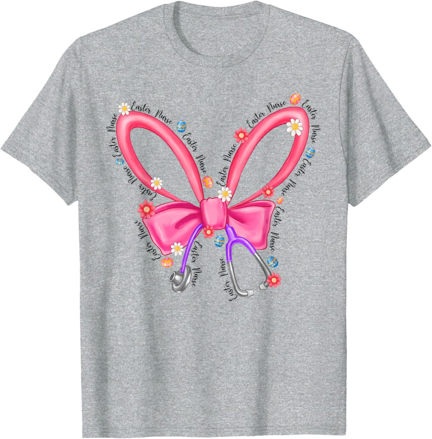 Easter Nurse Coquette Stethoscope Bow Bunny Ear School Nurse T-Shirt