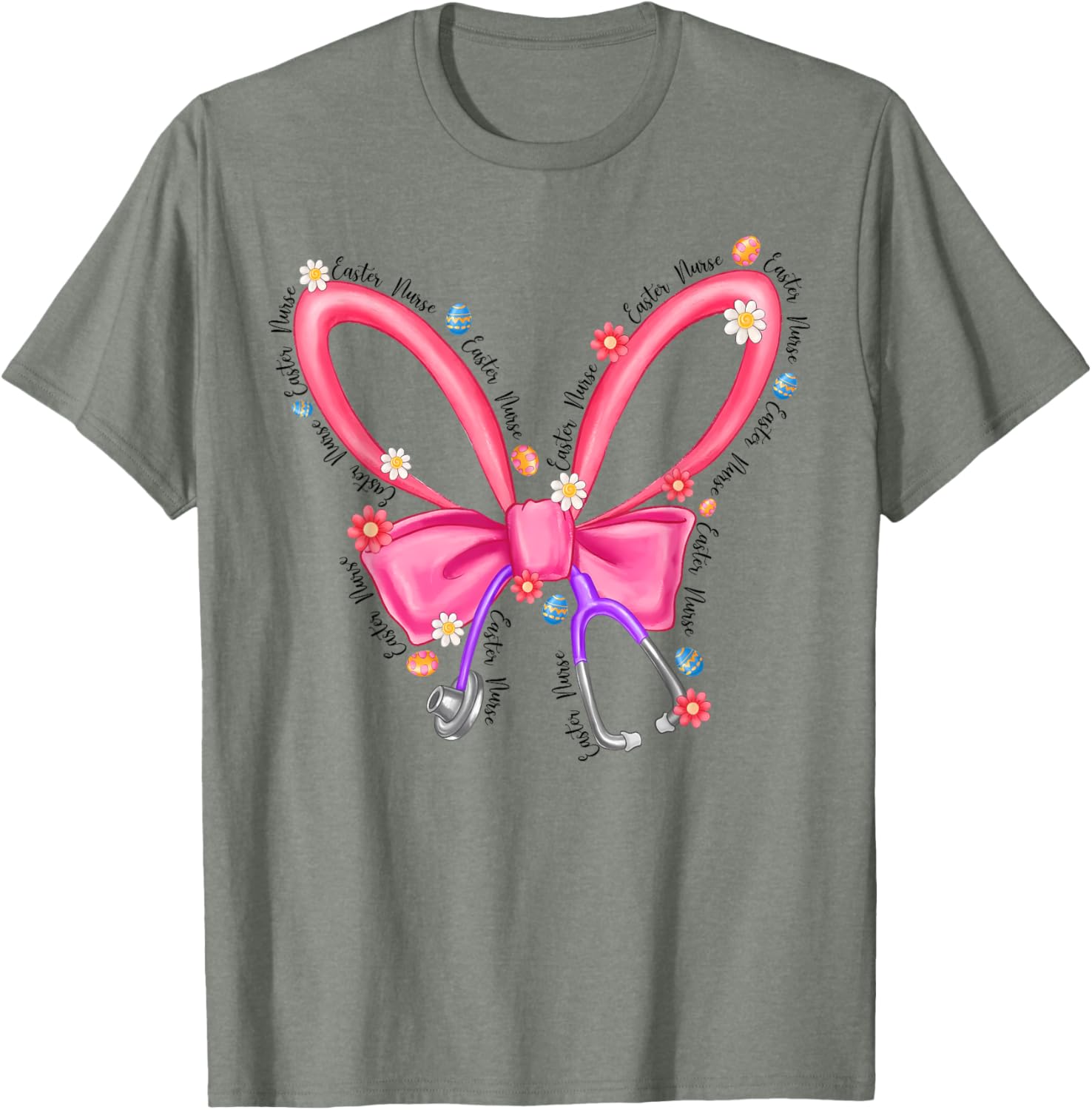 Easter Nurse Coquette Stethoscope Bow Bunny Ear School Nurse T-Shirt