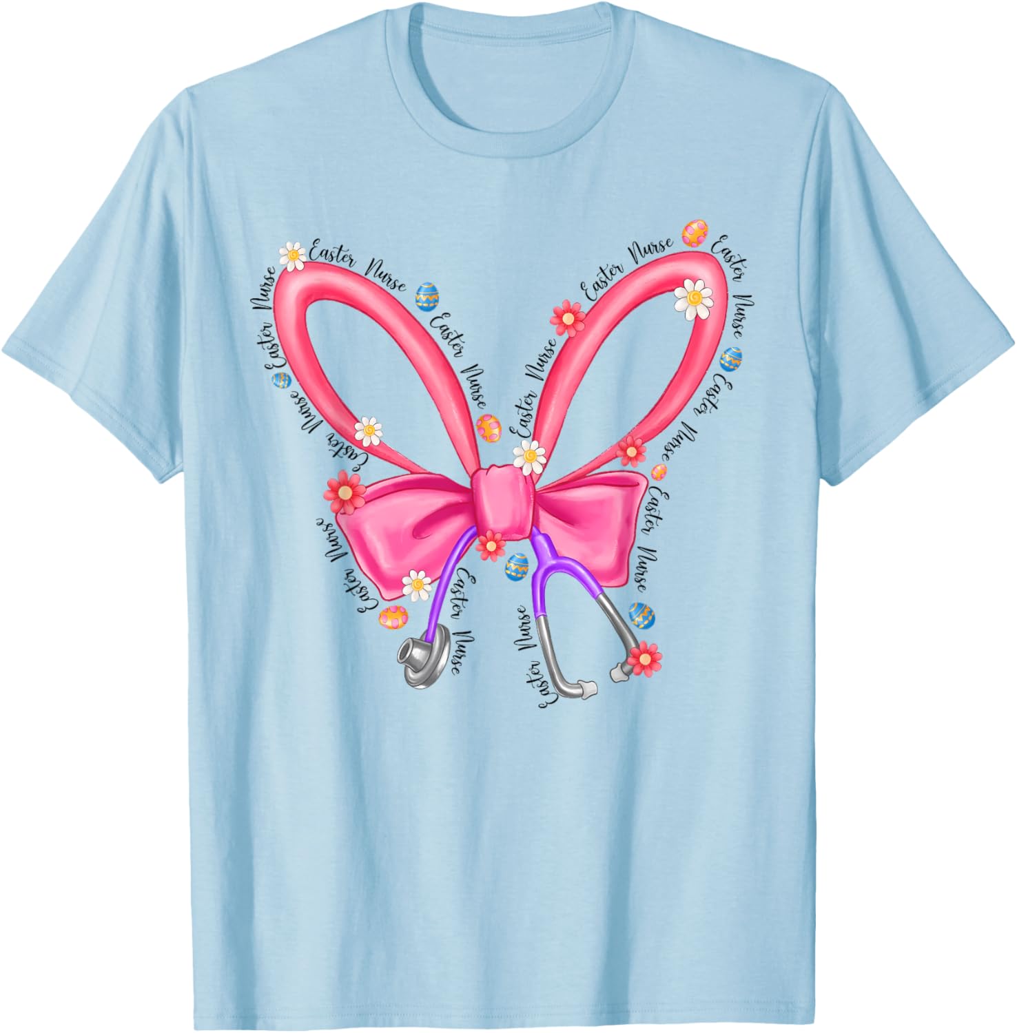 Easter Nurse Coquette Stethoscope Bow Bunny Ear School Nurse T-Shirt