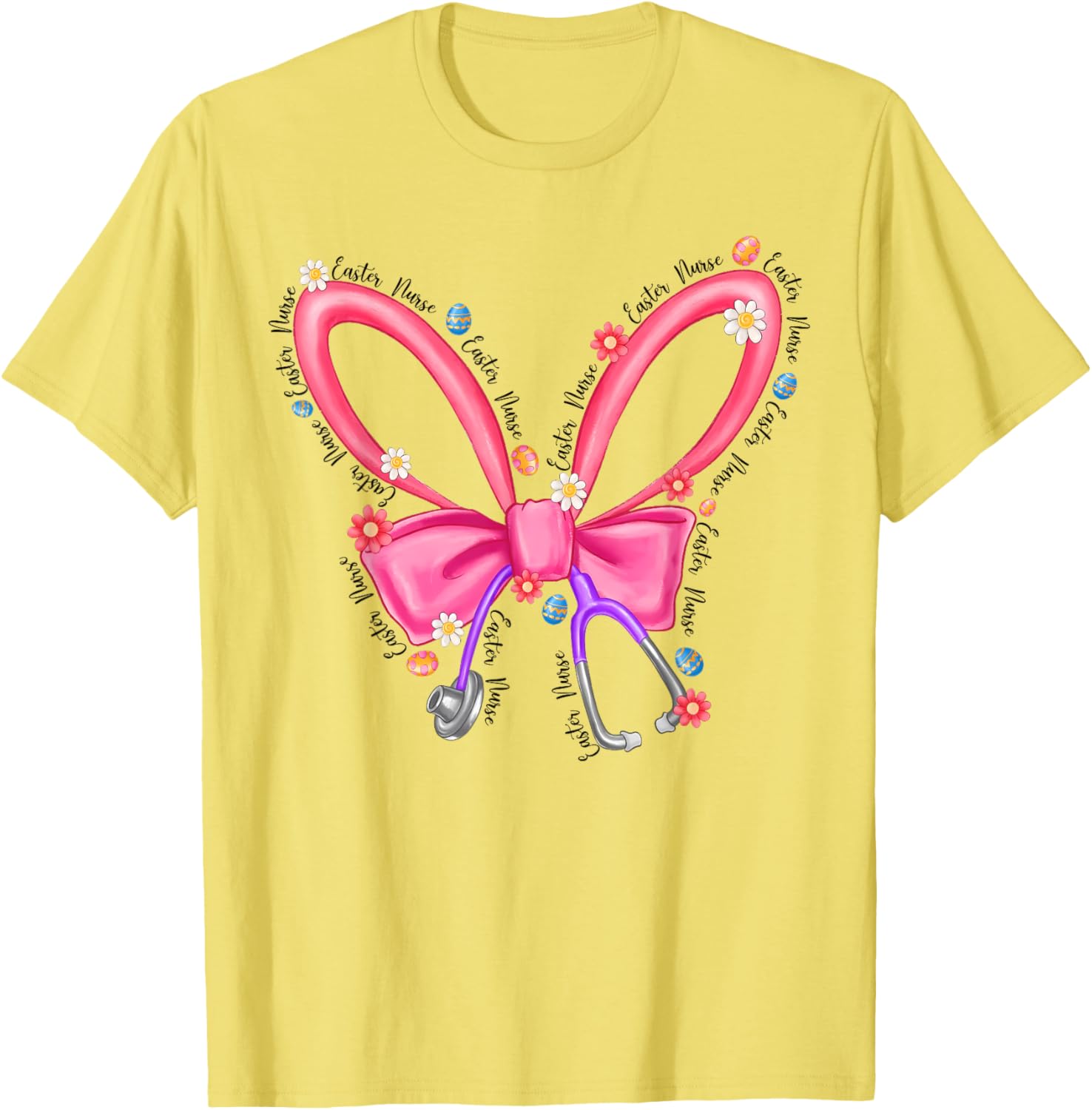 Easter Nurse Coquette Stethoscope Bow Bunny Ear School Nurse T-Shirt