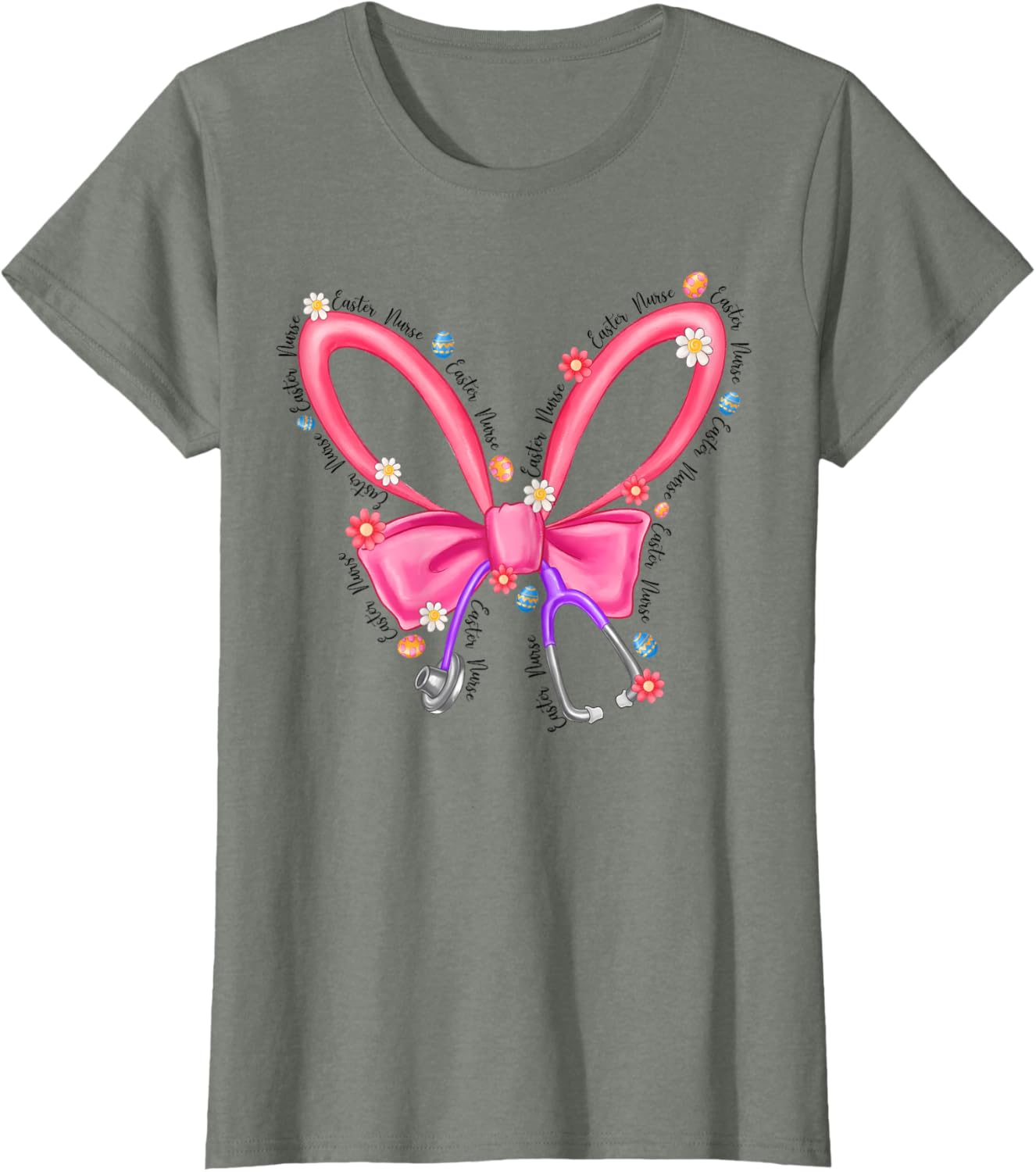 Easter Nurse Coquette Stethoscope Bow Bunny Ear School Nurse T-Shirt