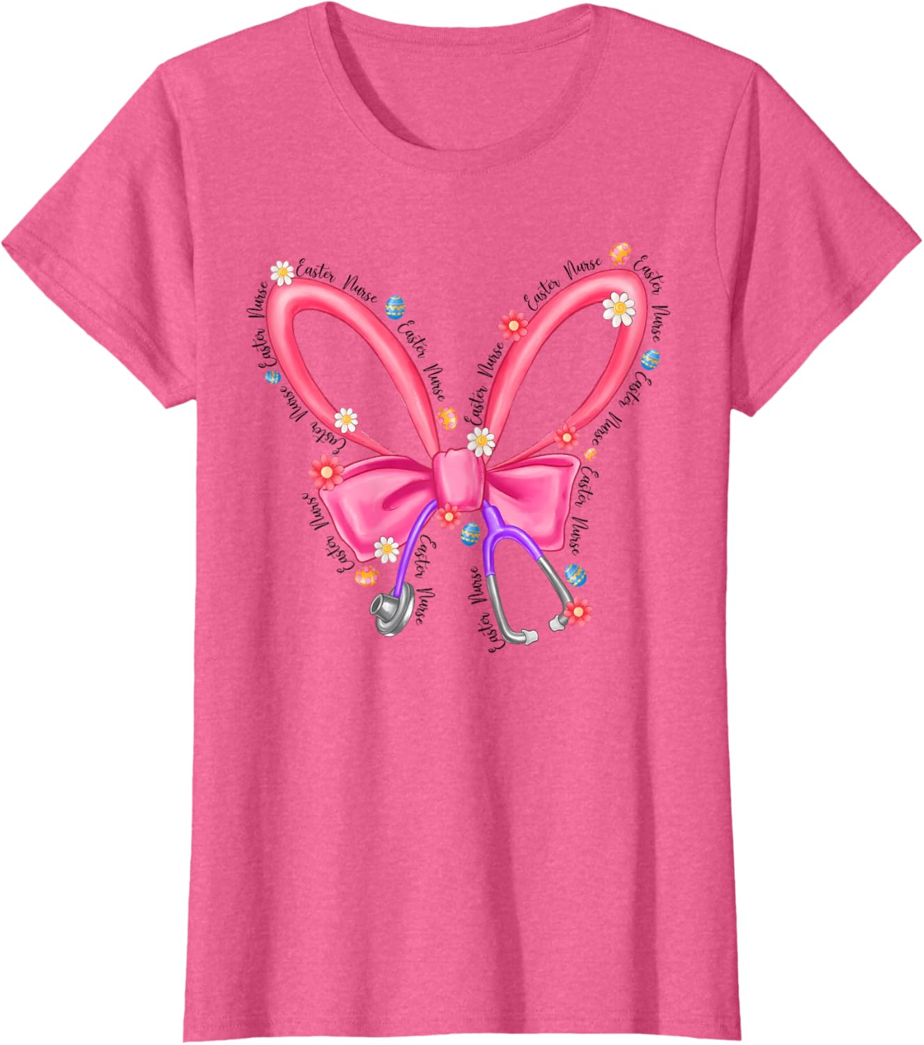 Easter Nurse Coquette Stethoscope Bow Bunny Ear School Nurse T-Shirt