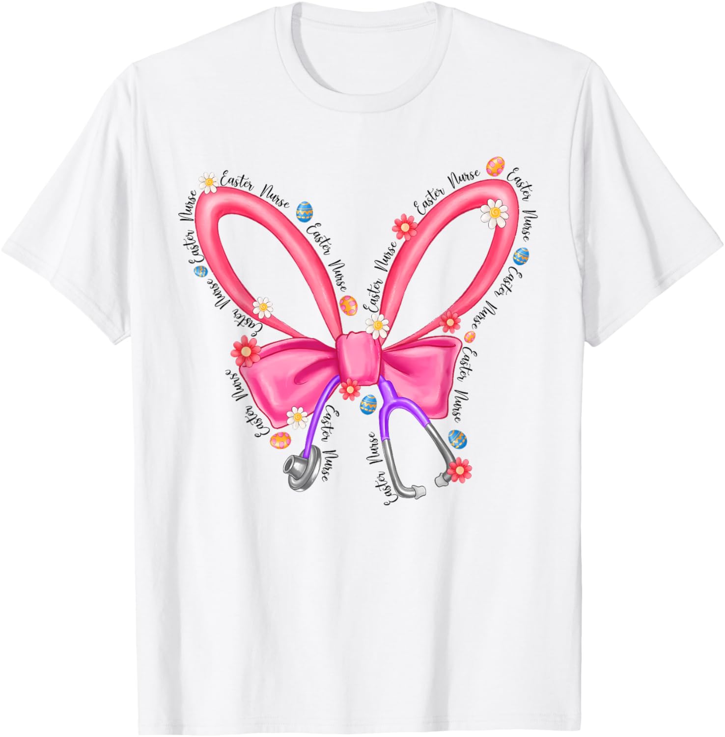 Easter Nurse Coquette Stethoscope Bow Bunny Ear School Nurse T-Shirt