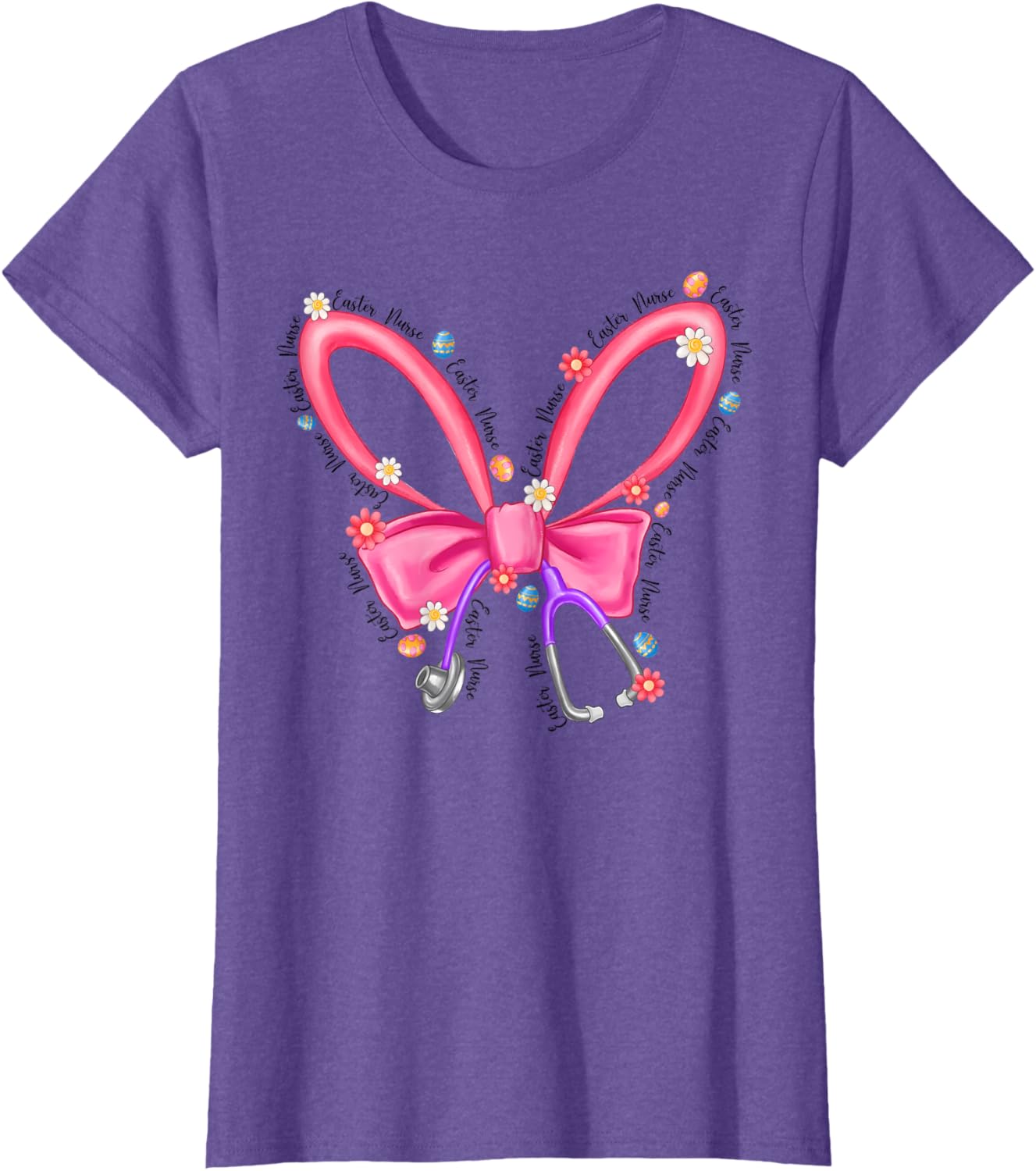 Easter Nurse Coquette Stethoscope Bow Bunny Ear School Nurse T-Shirt