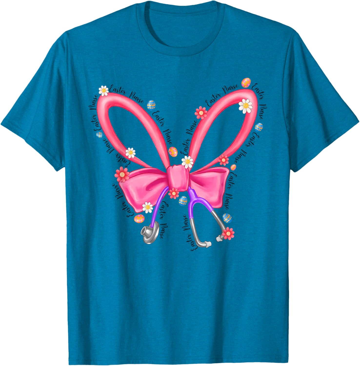 Easter Nurse Coquette Stethoscope Bow Bunny Ear School Nurse T-Shirt