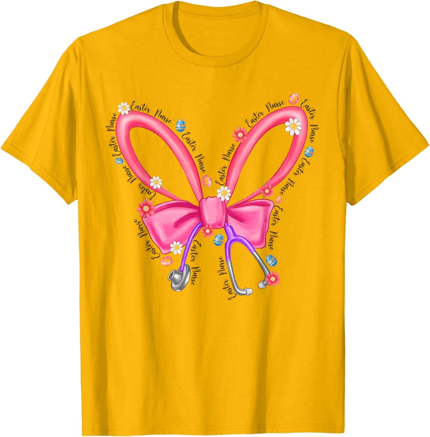 Easter Nurse Coquette Stethoscope Bow Bunny Ear School Nurse T-Shirt