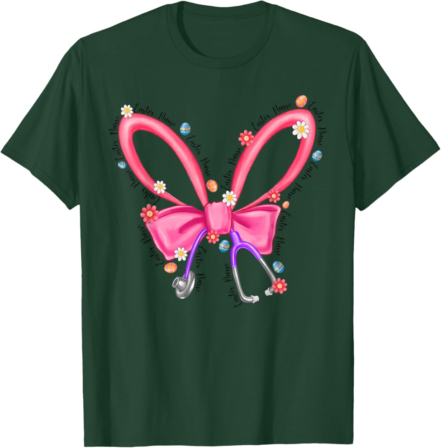 Easter Nurse Coquette Stethoscope Bow Bunny Ear School Nurse T-Shirt