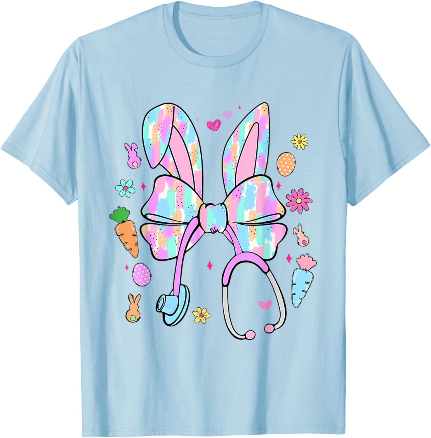 Easter Nurse With Stethoscope And Easter Eggs Nurse Easter T-Shirt