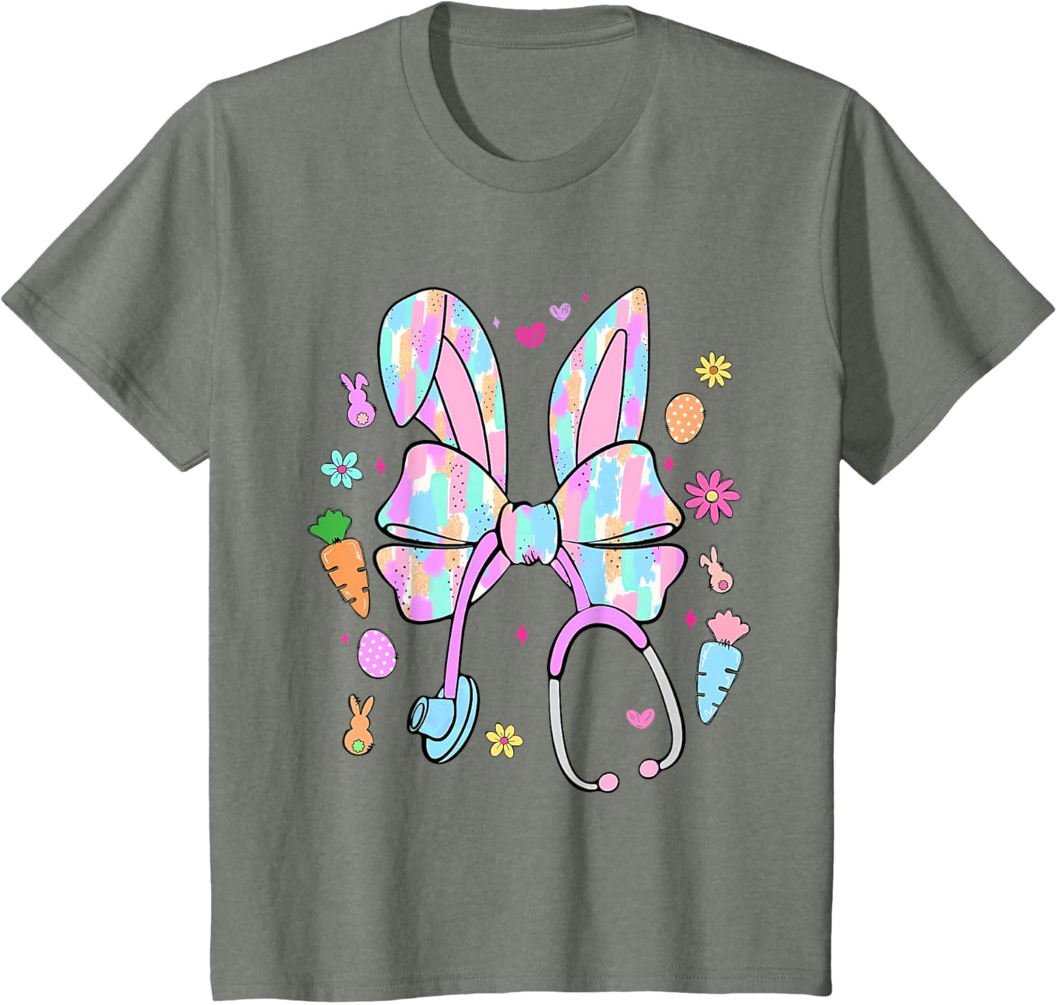 Easter Nurse With Stethoscope And Easter Eggs Nurse Easter T-Shirt