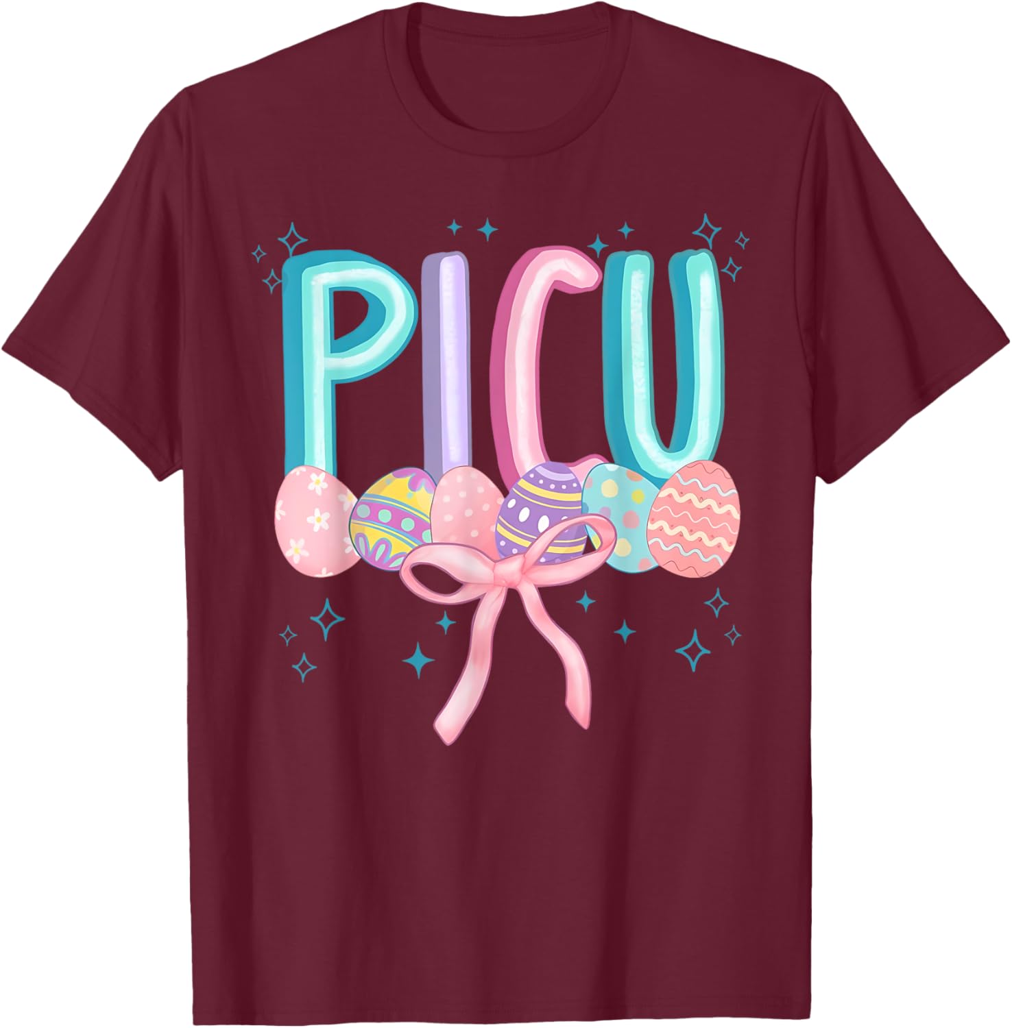 Easter PICU Eggs Spring PICU Coquette Nurse Pediatric ICU T-Shirt