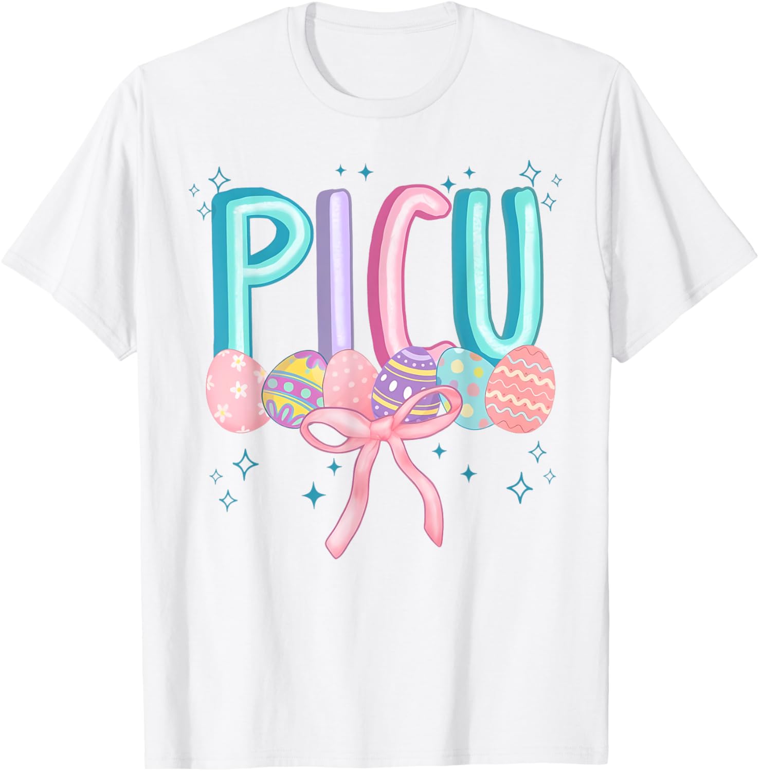 Easter PICU Eggs Spring PICU Coquette Nurse Pediatric ICU T-Shirt